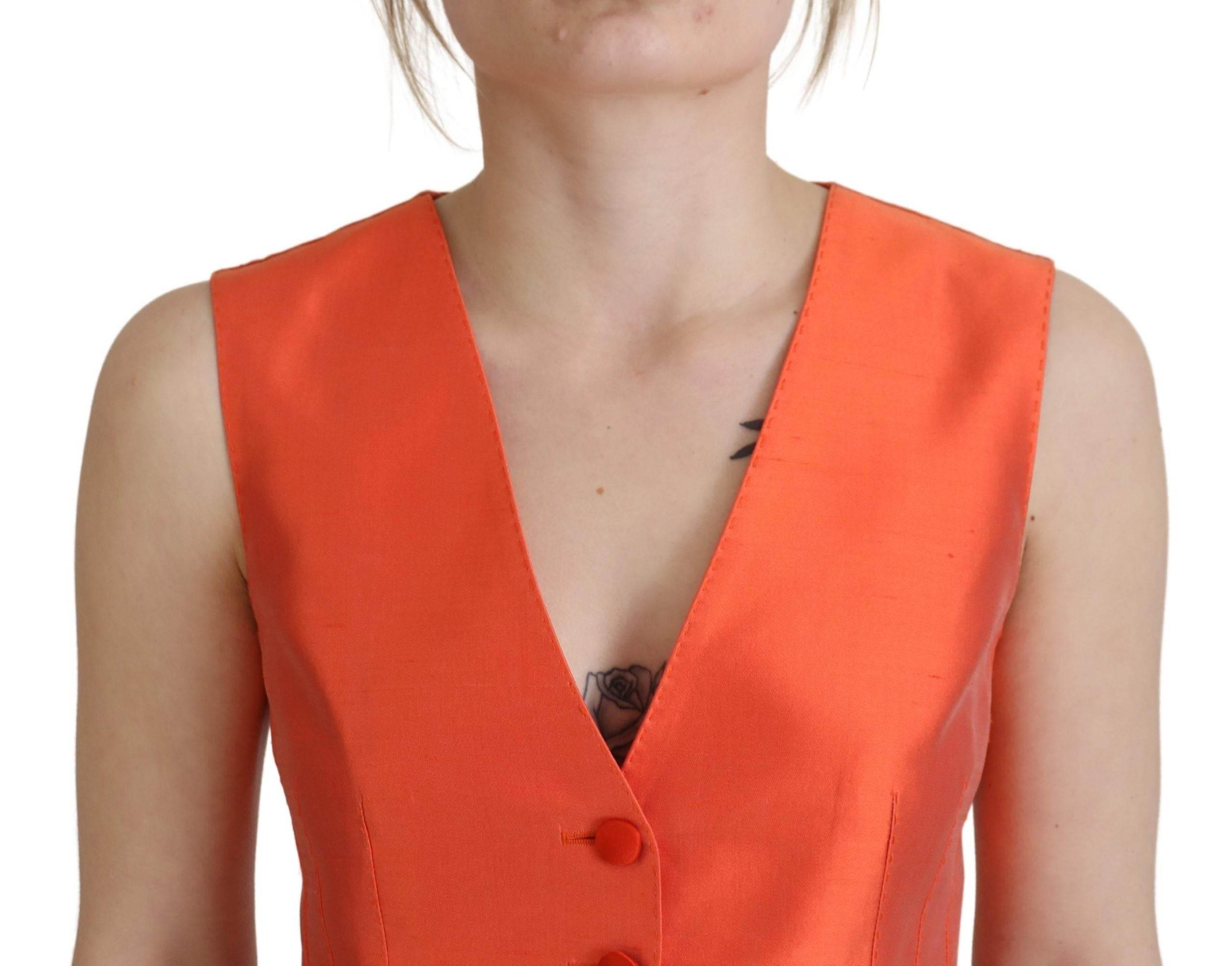 Dolce & Gabbana Elegant Orange Silk Waistcoat - Hilstor