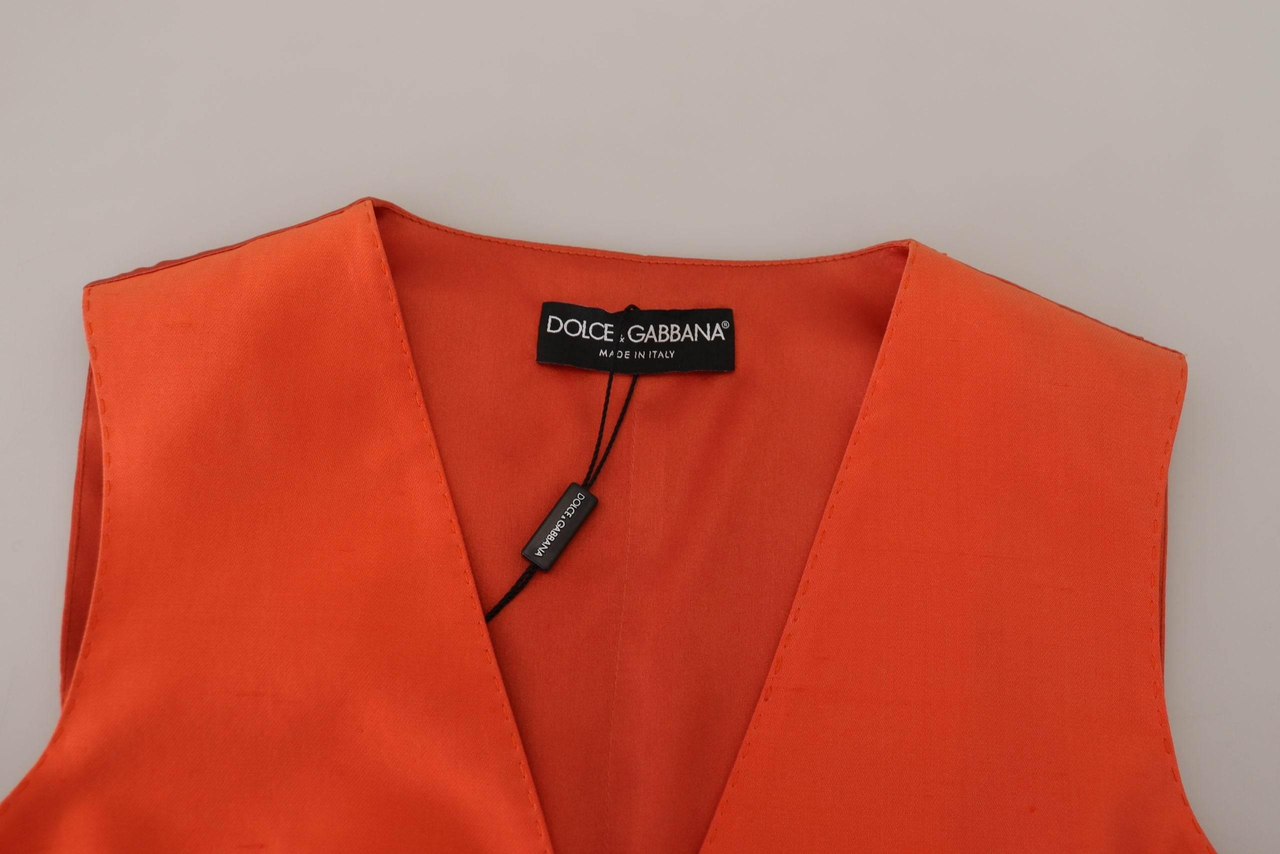 Dolce & Gabbana Elegant Orange Silk Waistcoat - Hilstor