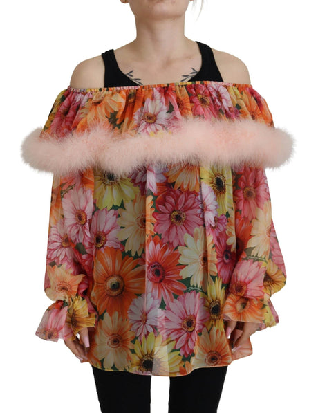 Dolce & Gabbana Elegant Silk Floral Off-Shoulder Blouse - Hilstor