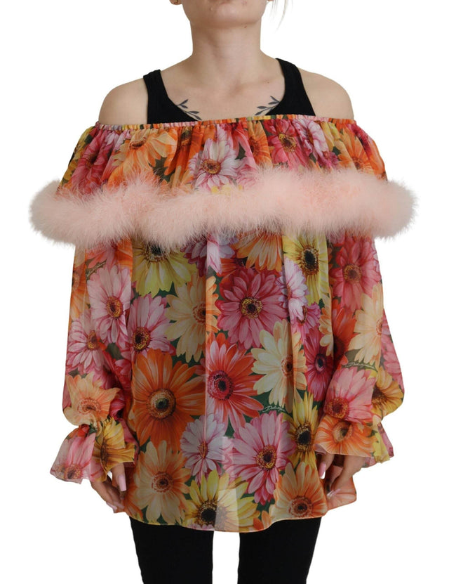 Dolce & Gabbana Elegant Silk Floral Off-Shoulder Blouse - Hilstor