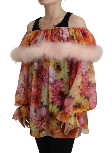 Dolce & Gabbana Elegant Silk Floral Off-Shoulder Blouse - Hilstor