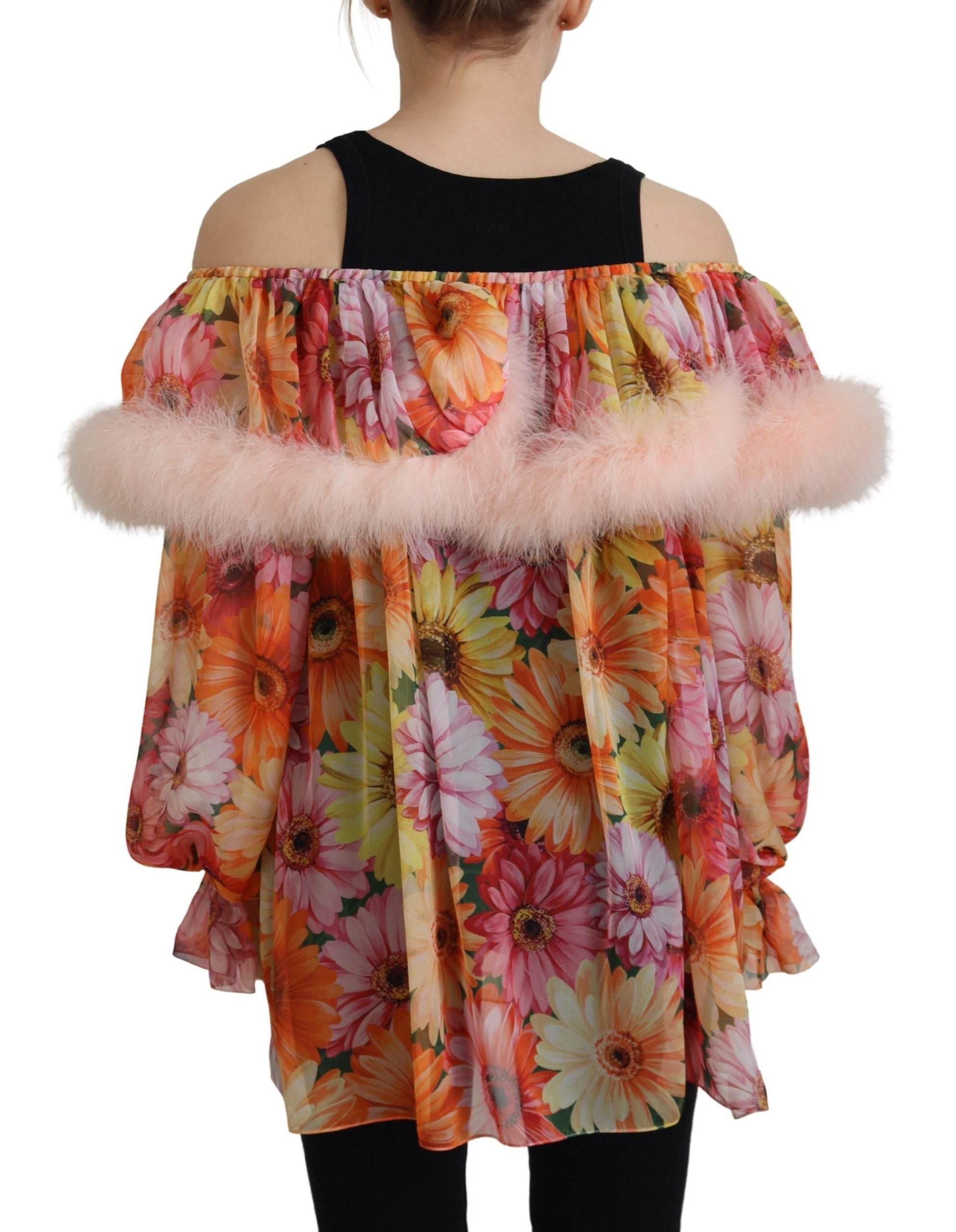 Dolce & Gabbana Elegant Silk Floral Off-Shoulder Blouse - Hilstor