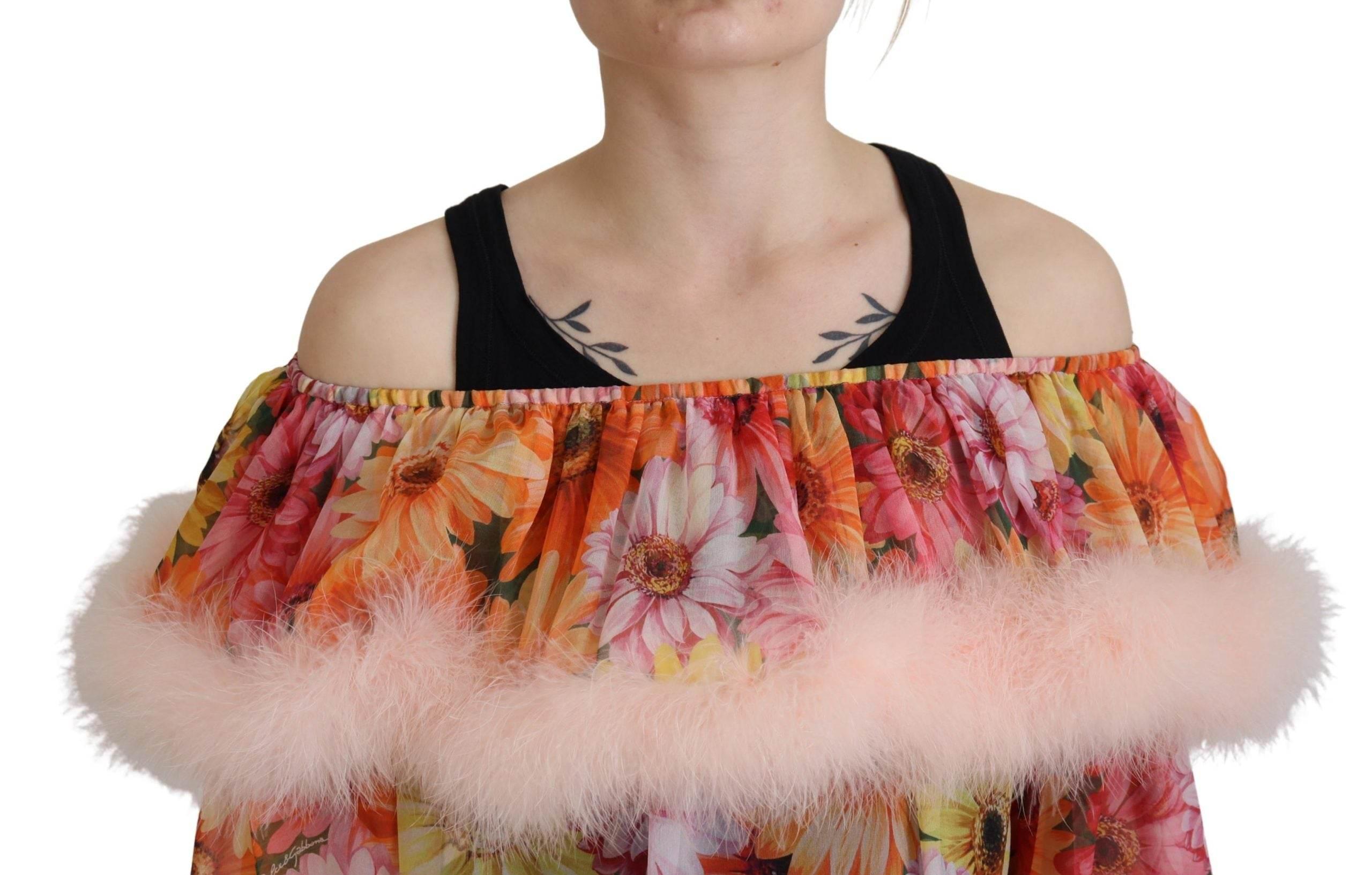 Dolce & Gabbana Elegant Silk Floral Off-Shoulder Blouse - Hilstor