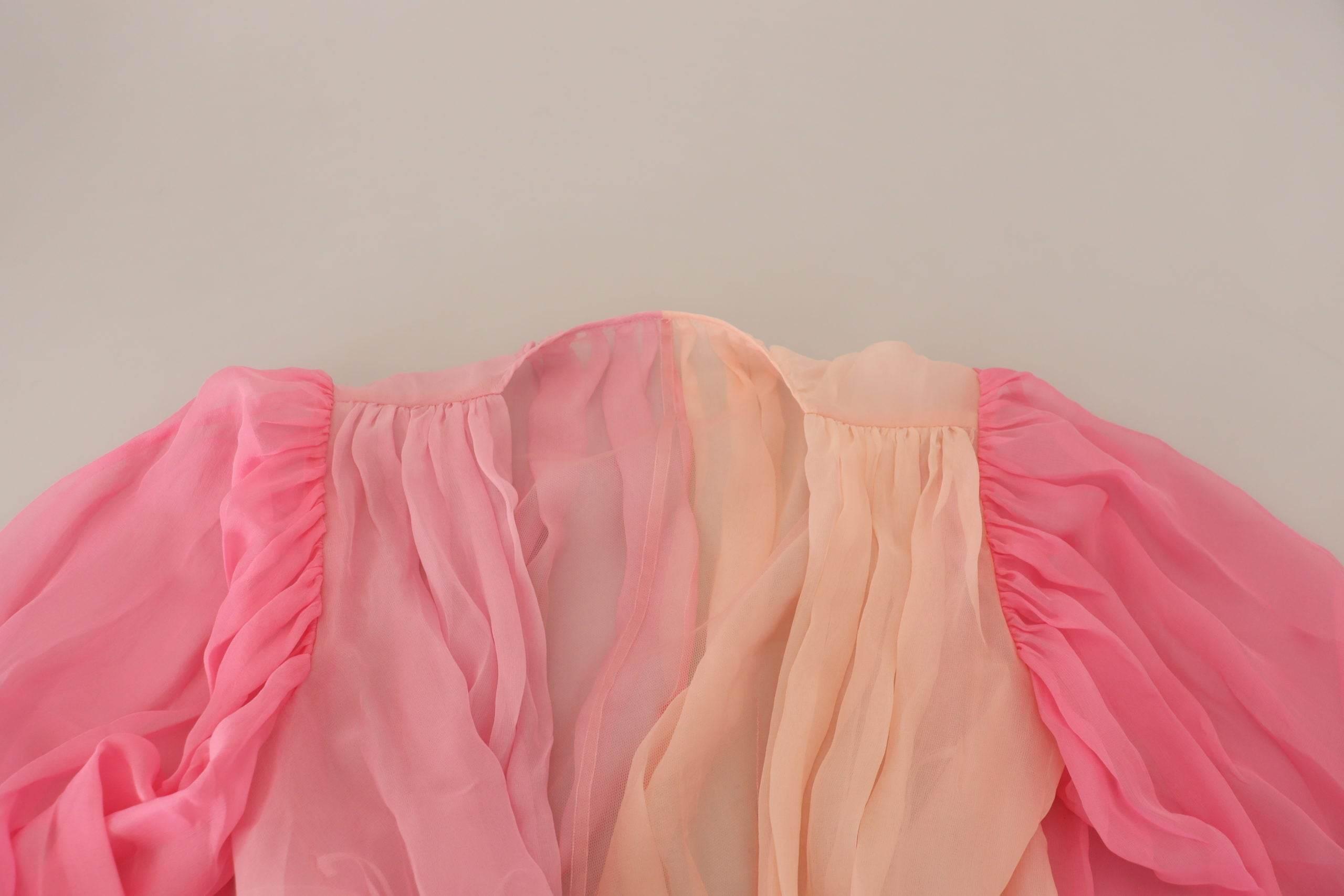 Dolce & Gabbana Silk V-Neckline Wrap Blouse in Pink - Hilstor