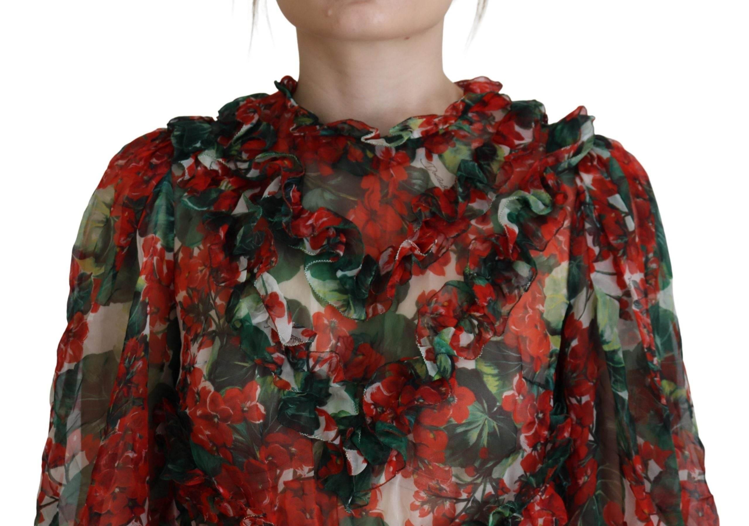 Dolce & Gabbana Elegant Multicolor A-Line Silk Dress - Hilstor