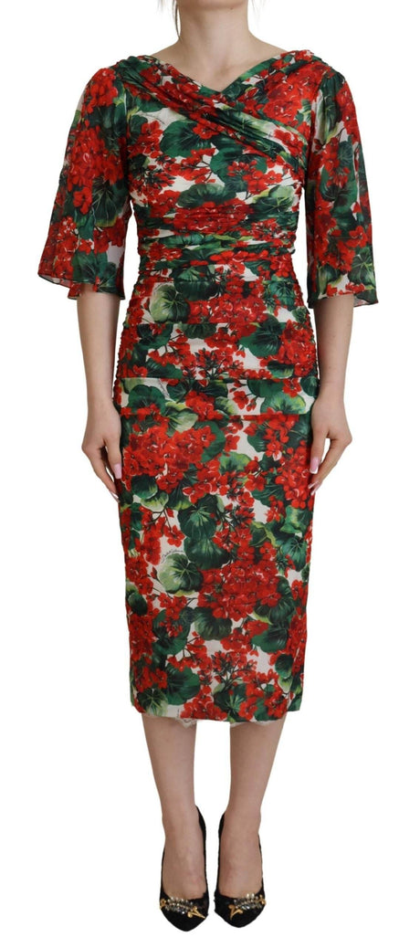 Dolce & Gabbana Enchanting Floral Print Sheath Dress - Hilstor