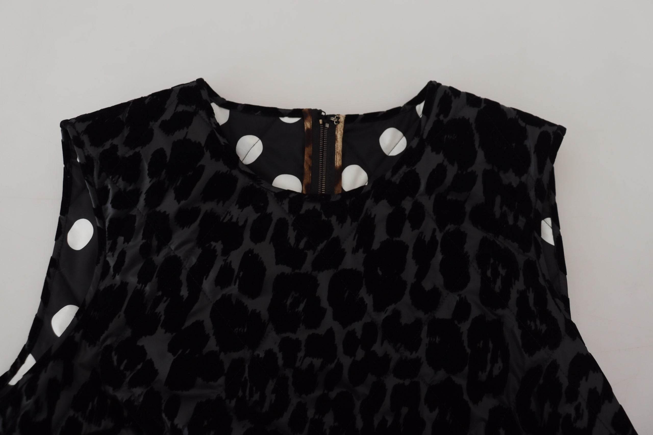 Dolce & Gabbana Black Leopard Shift Mini Polyester Dress - Hilstor