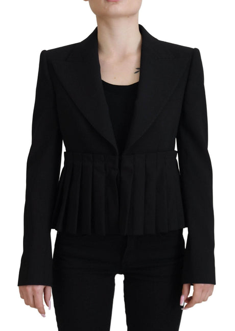 Dolce & Gabbana Black Single Breasted Fit Blazer Wool Jacket - Hilstor