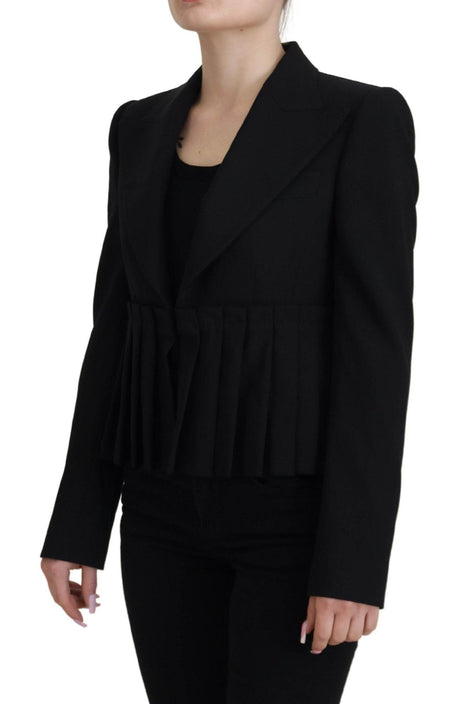 Dolce & Gabbana Black Single Breasted Fit Blazer Wool Jacket - Hilstor