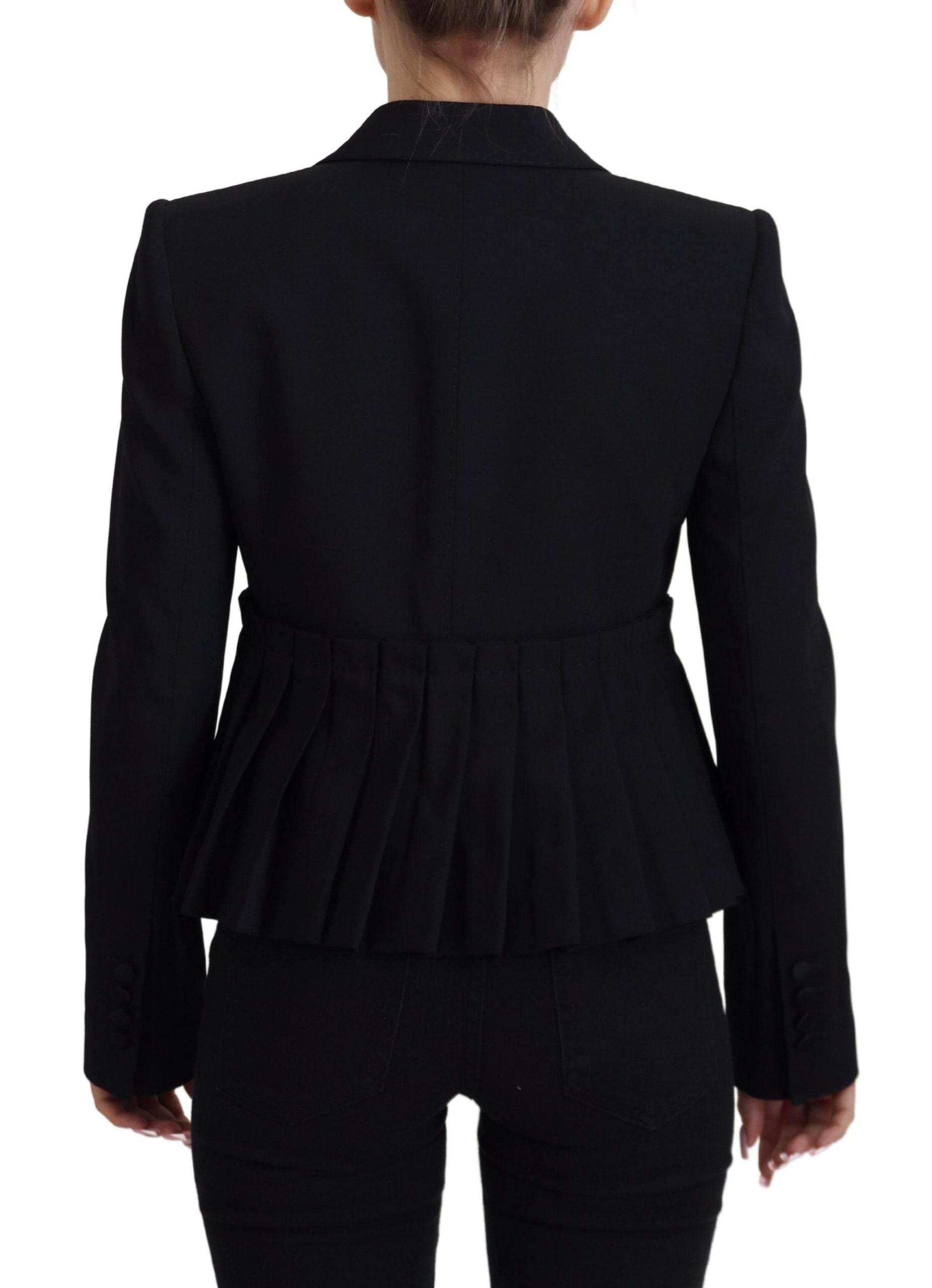 Dolce & Gabbana Black Single Breasted Fit Blazer Wool Jacket - Hilstor