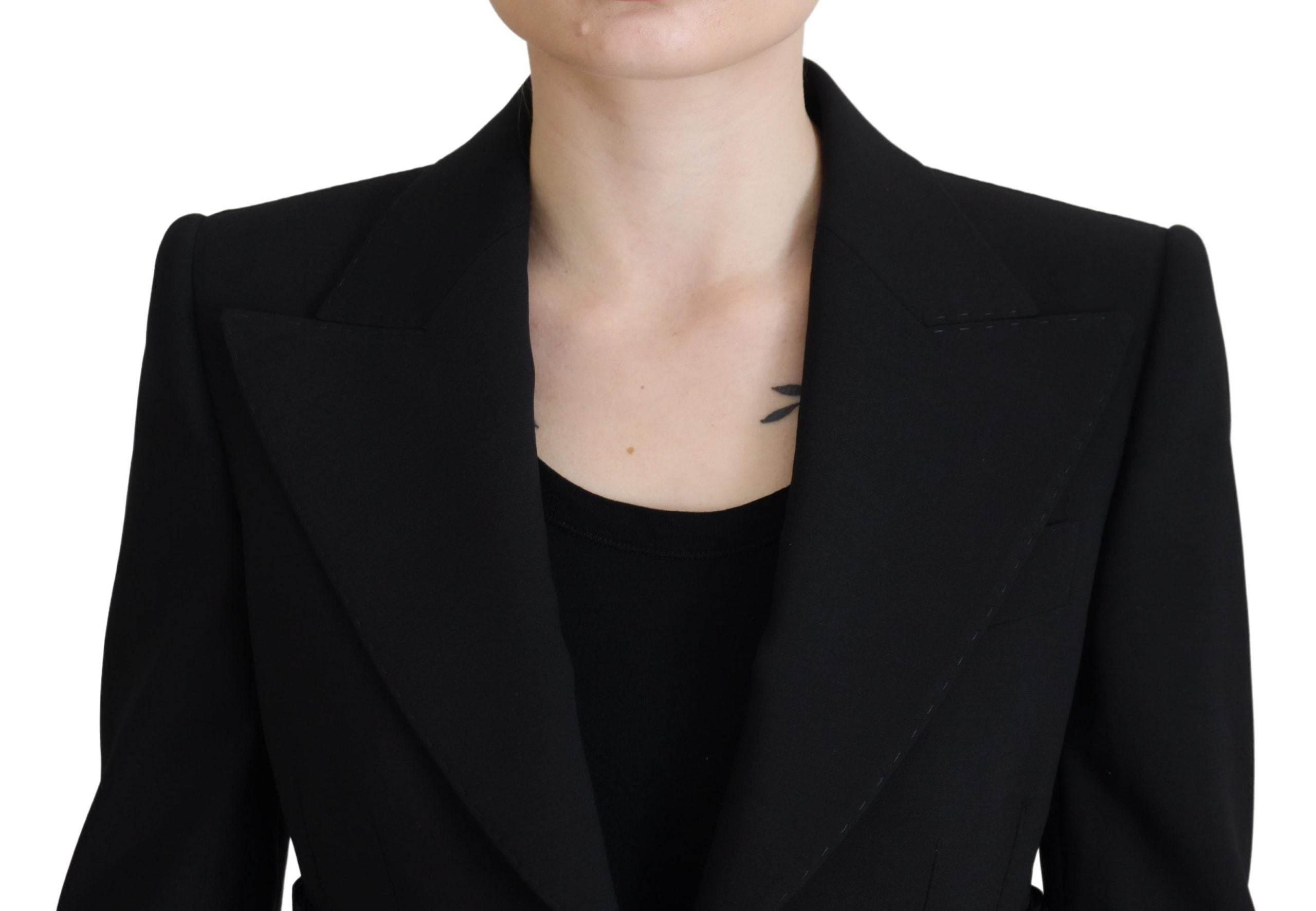 Dolce & Gabbana Black Single Breasted Fit Blazer Wool Jacket - Hilstor