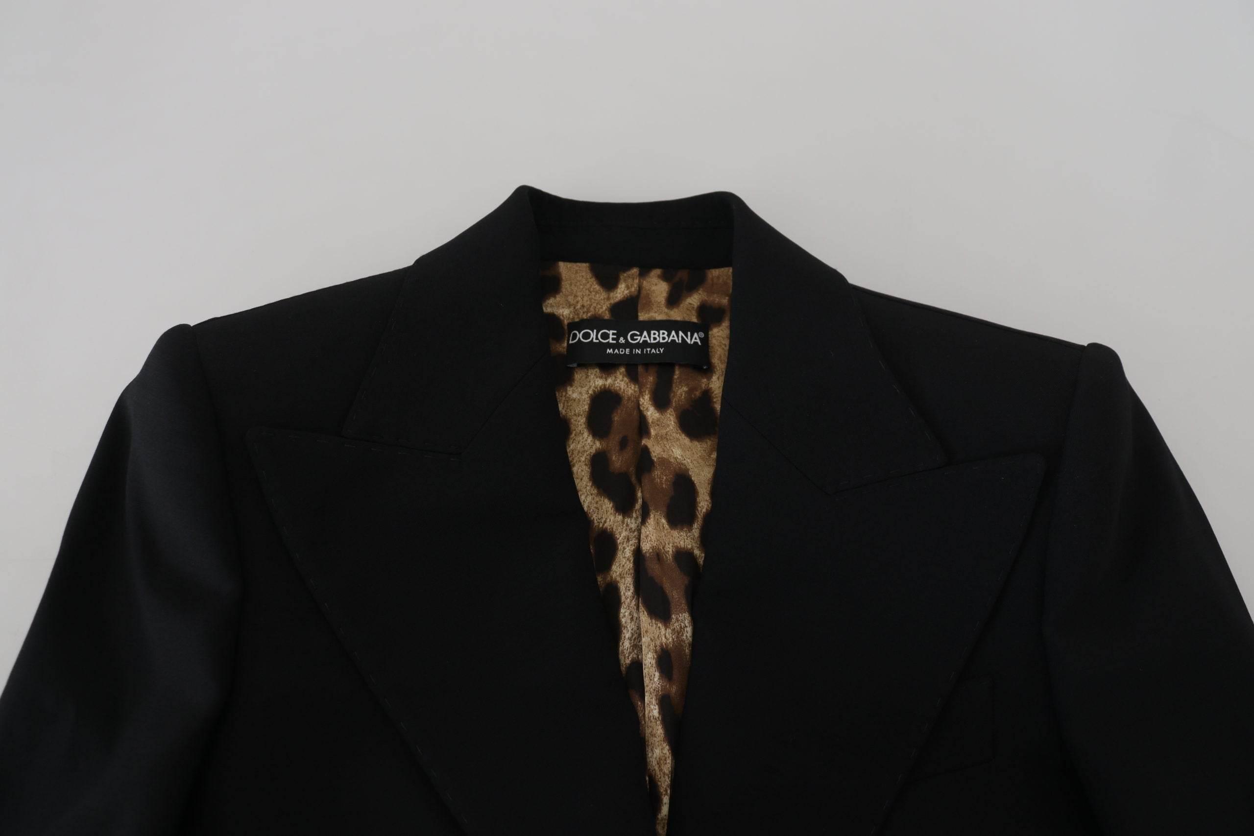 Dolce & Gabbana Black Single Breasted Fit Blazer Wool Jacket - Hilstor