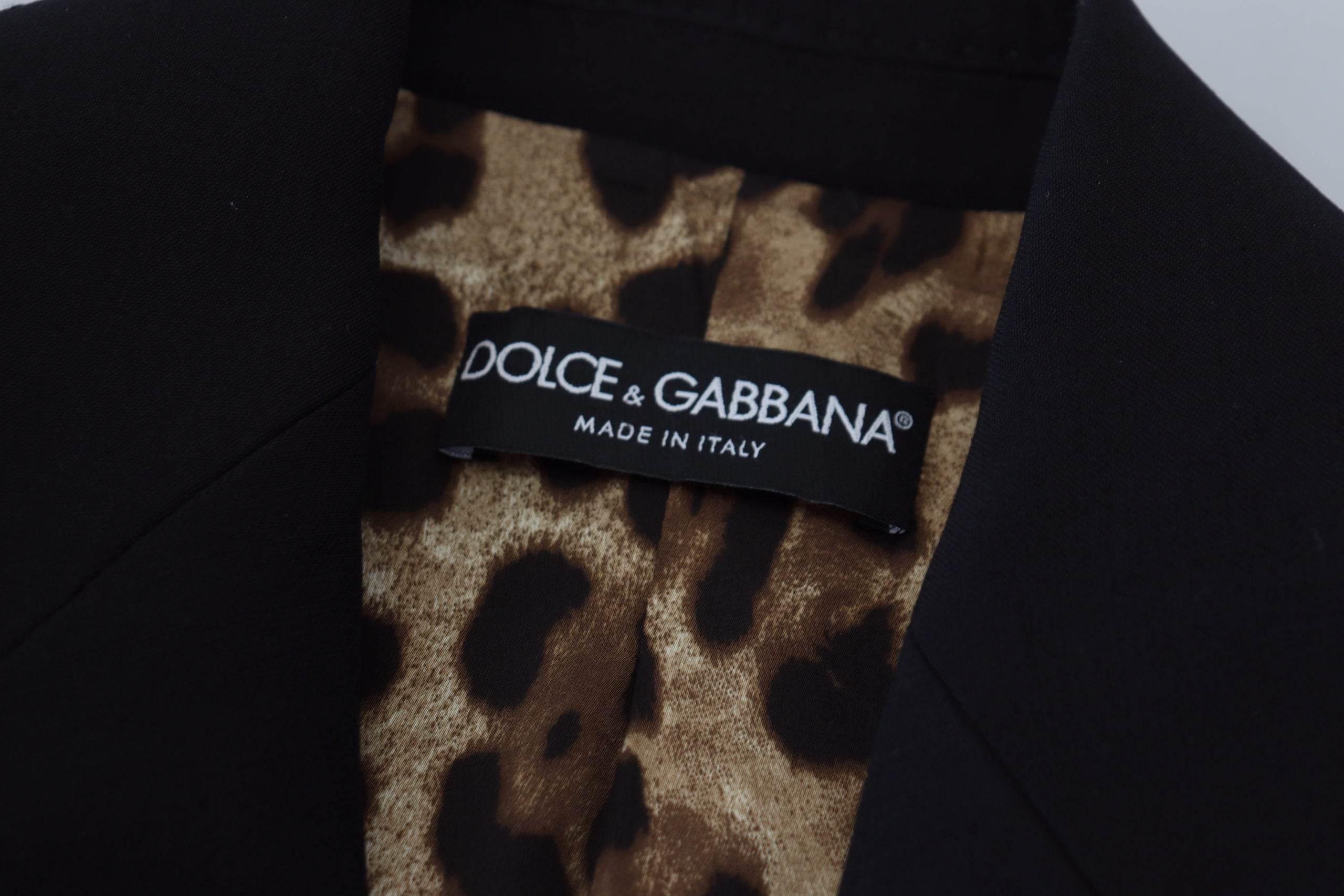 Dolce & Gabbana Black Single Breasted Fit Blazer Wool Jacket - Hilstor