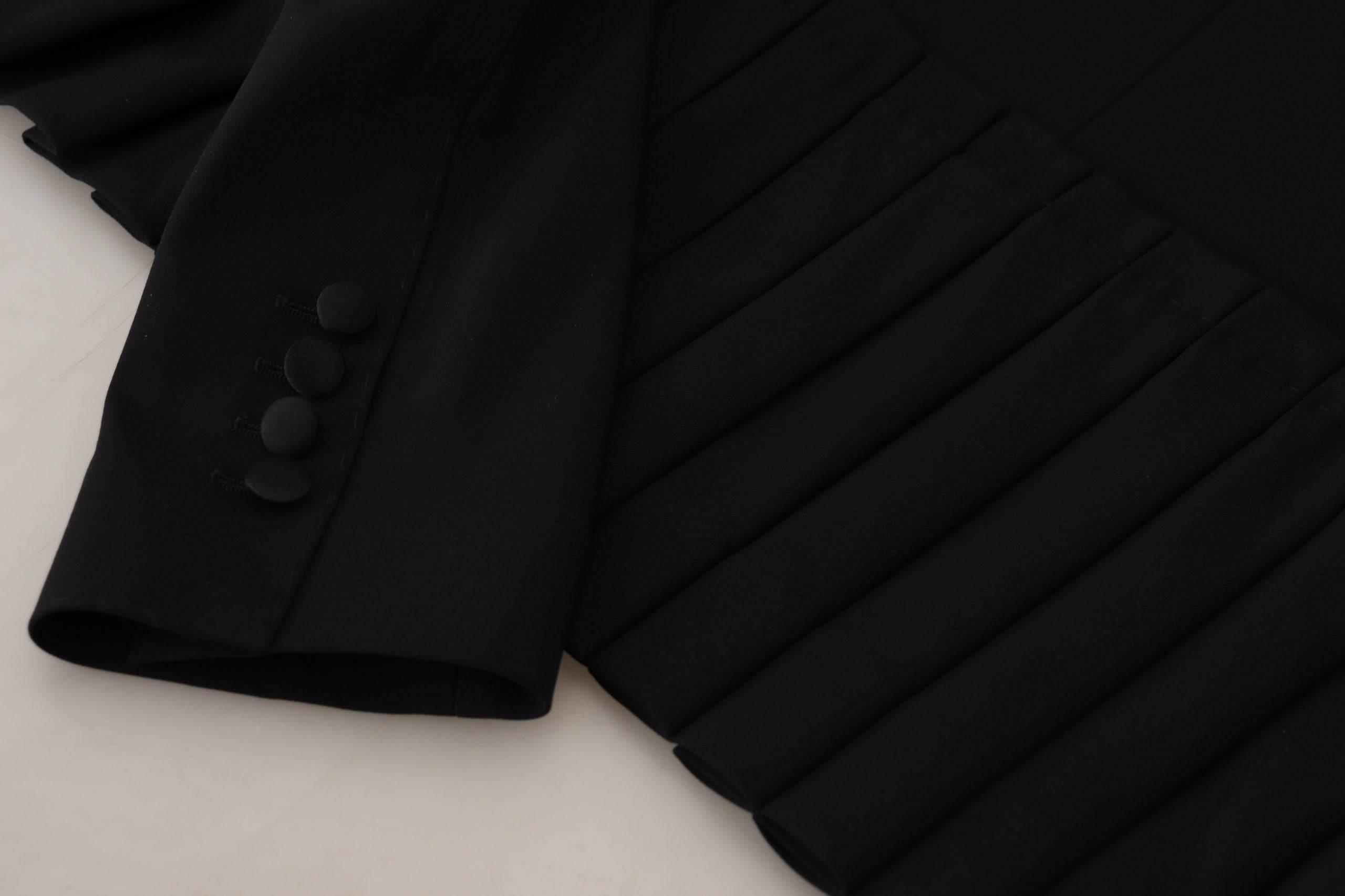 Dolce & Gabbana Black Single Breasted Fit Blazer Wool Jacket - Hilstor