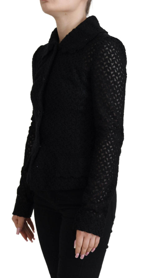 Dolce & Gabbana Black Wool Knitted Button Down Collar Jacket - Hilstor