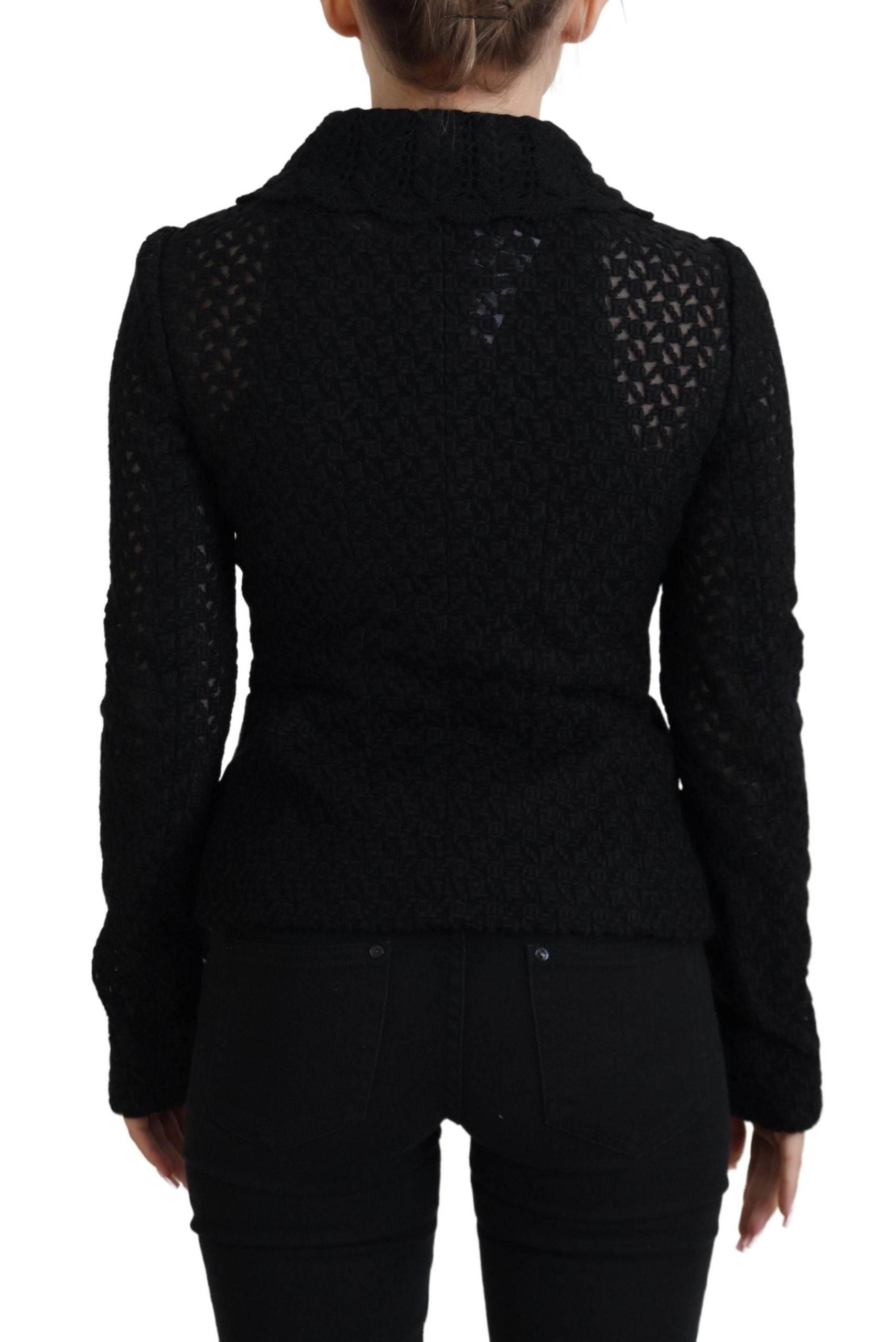 Dolce & Gabbana Black Wool Knitted Button Down Collar Jacket - Hilstor