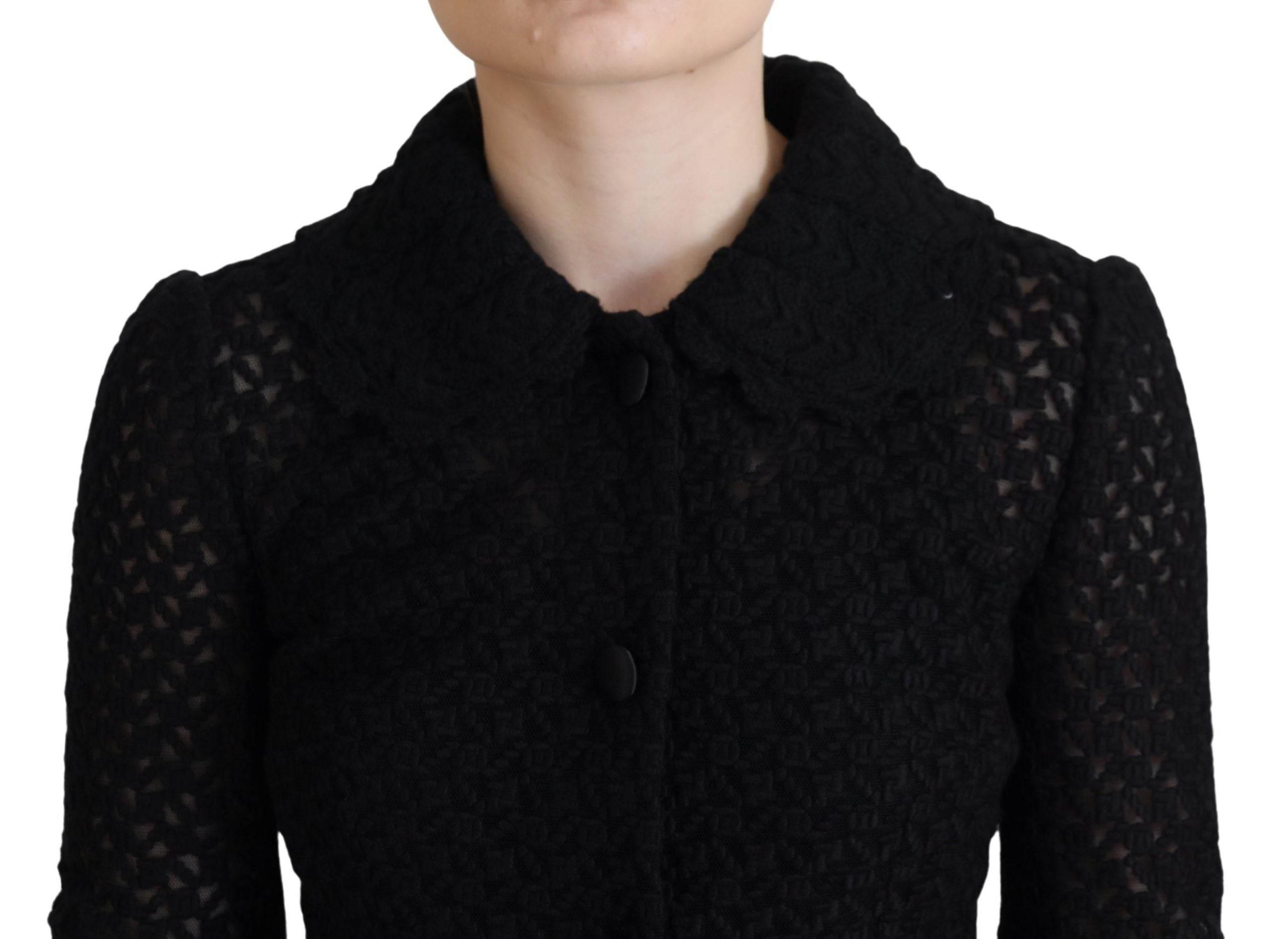Dolce & Gabbana Black Wool Knitted Button Down Collar Jacket - Hilstor