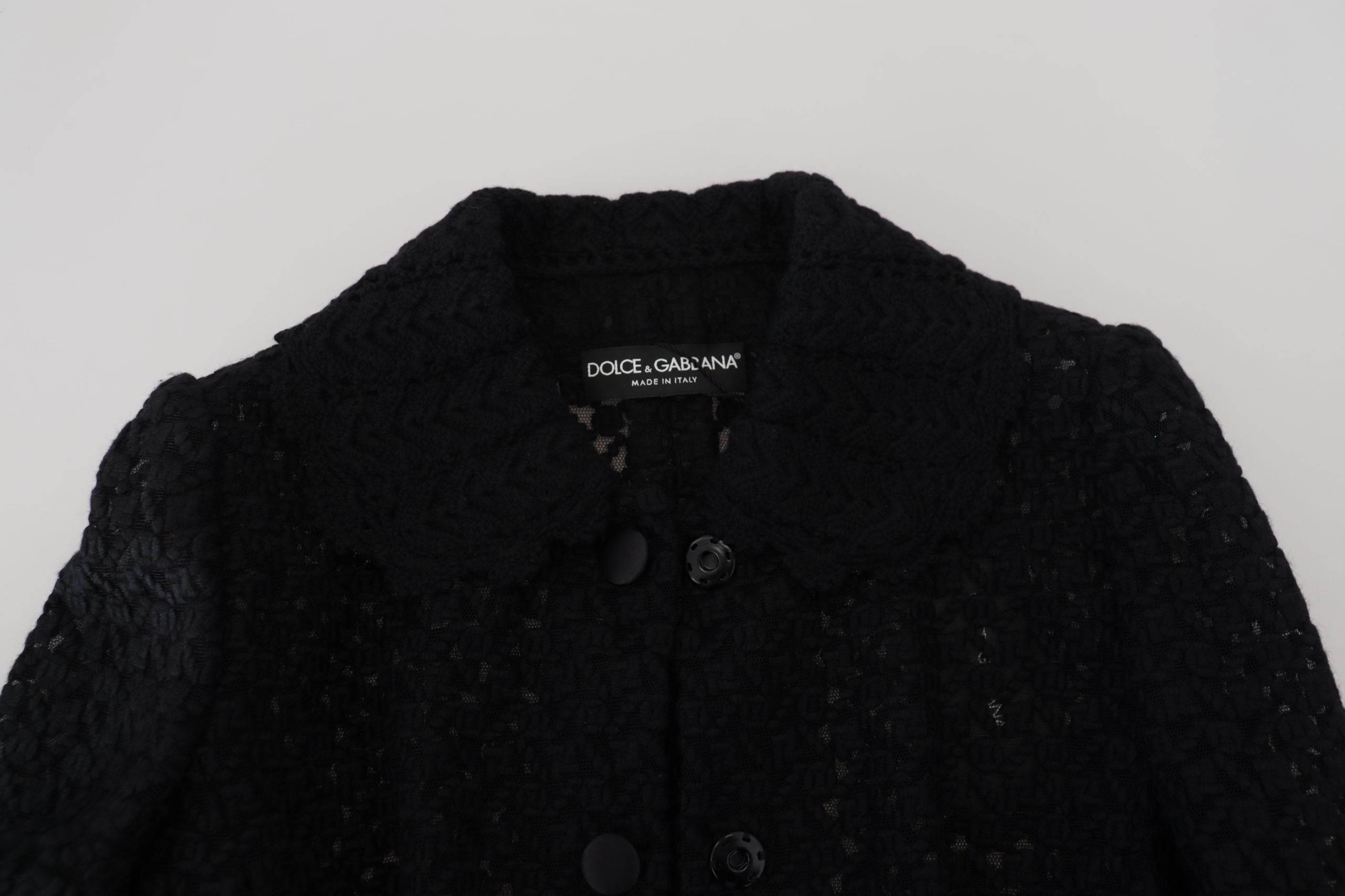 Dolce & Gabbana Black Wool Knitted Button Down Collar Jacket - Hilstor