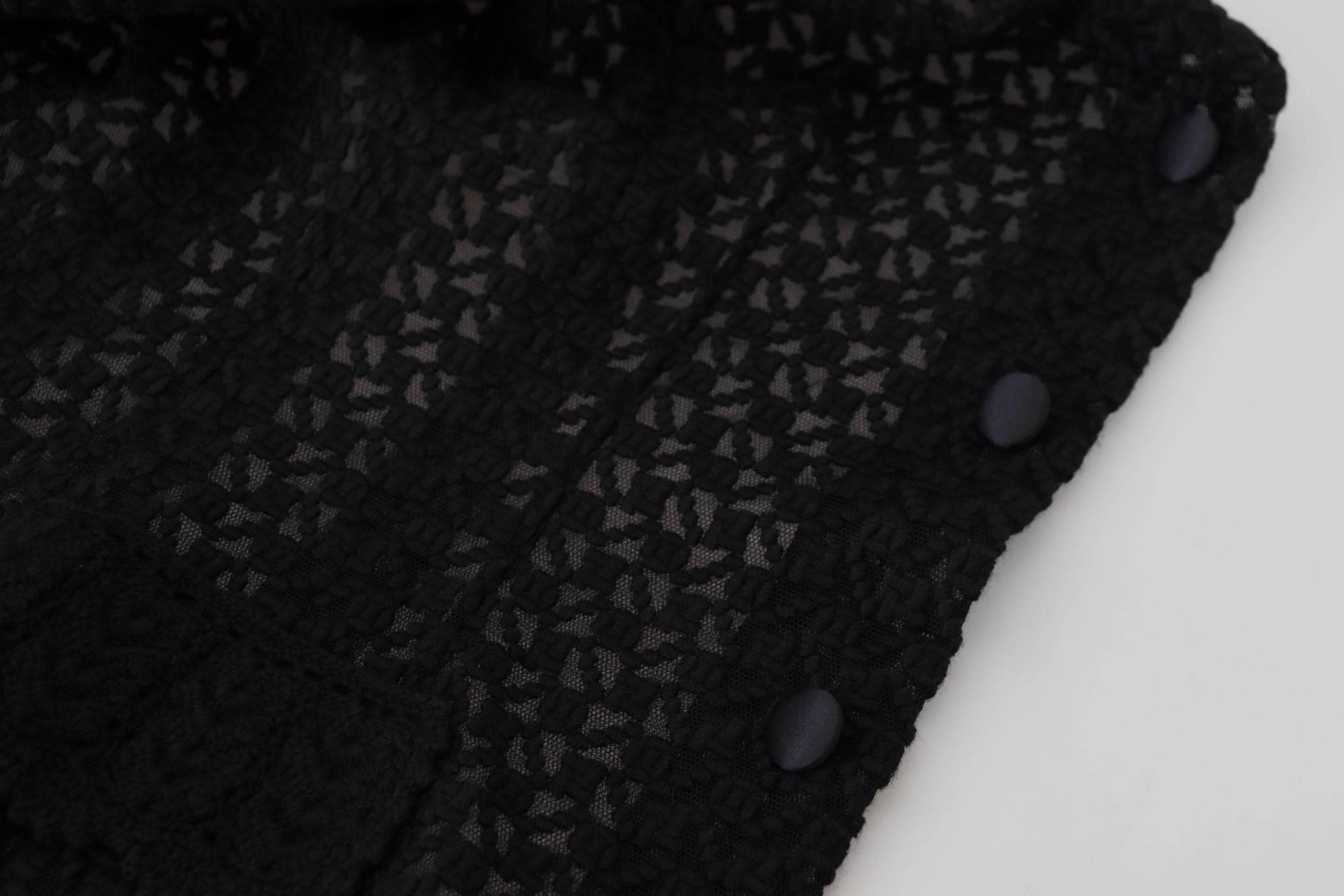 Dolce & Gabbana Black Wool Knitted Button Down Collar Jacket - Hilstor