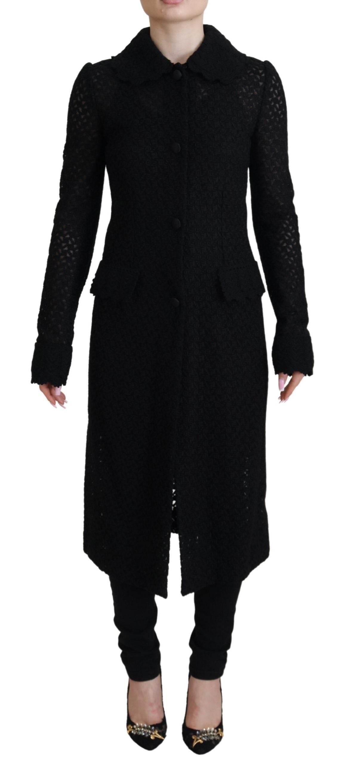 Dolce & Gabbana Black Button Down Long Blazer Cotton Jacket - Hilstor