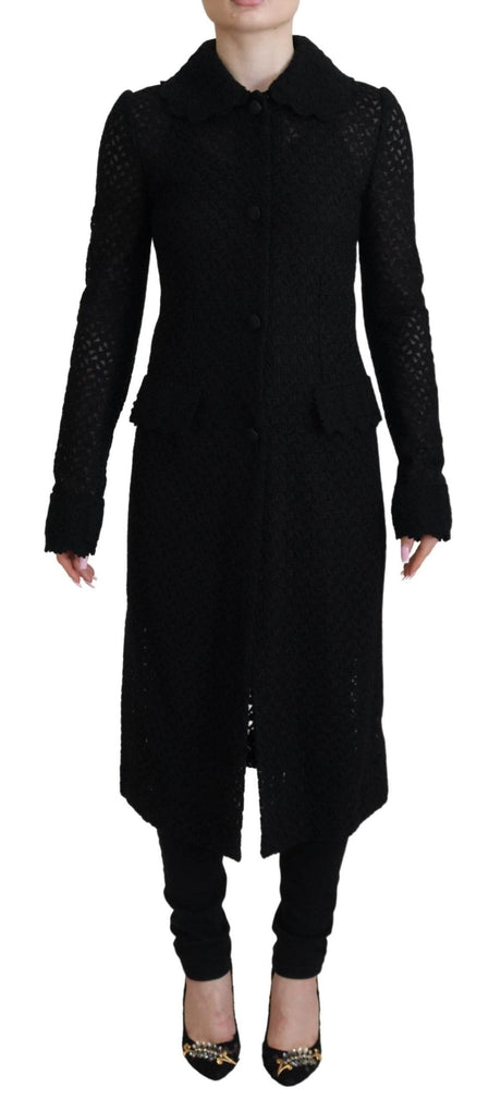Dolce & Gabbana Black Button Down Long Blazer Cotton Jacket - Hilstor