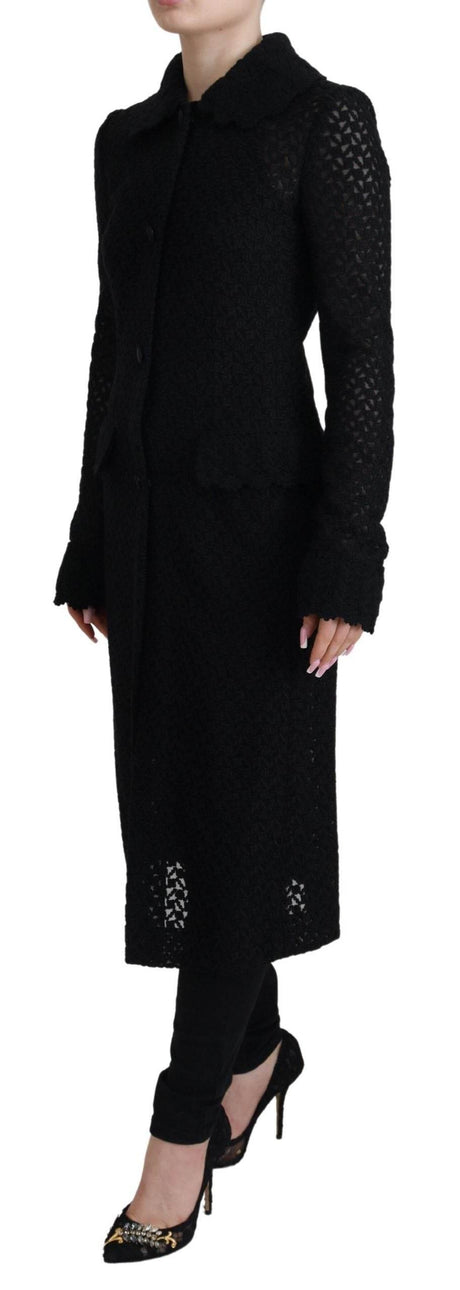 Dolce & Gabbana Black Button Down Long Blazer Cotton Jacket - Hilstor