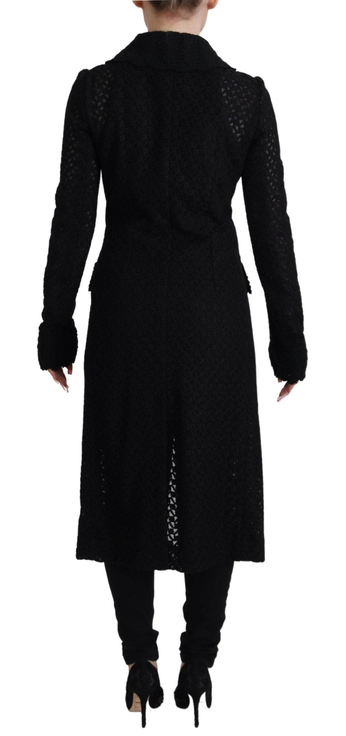 Dolce & Gabbana Black Button Down Long Blazer Cotton Jacket - Hilstor