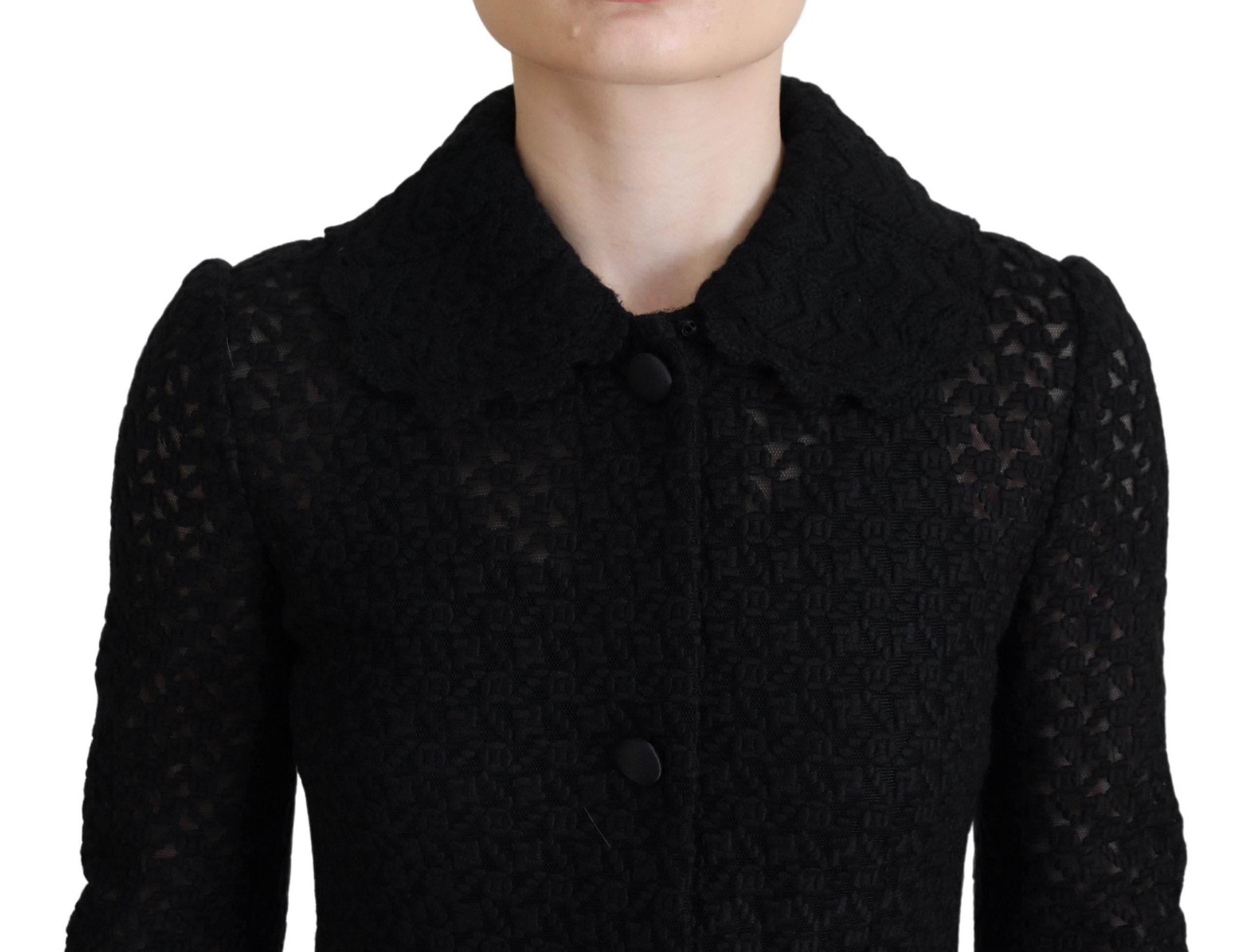 Dolce & Gabbana Black Button Down Long Blazer Cotton Jacket - Hilstor