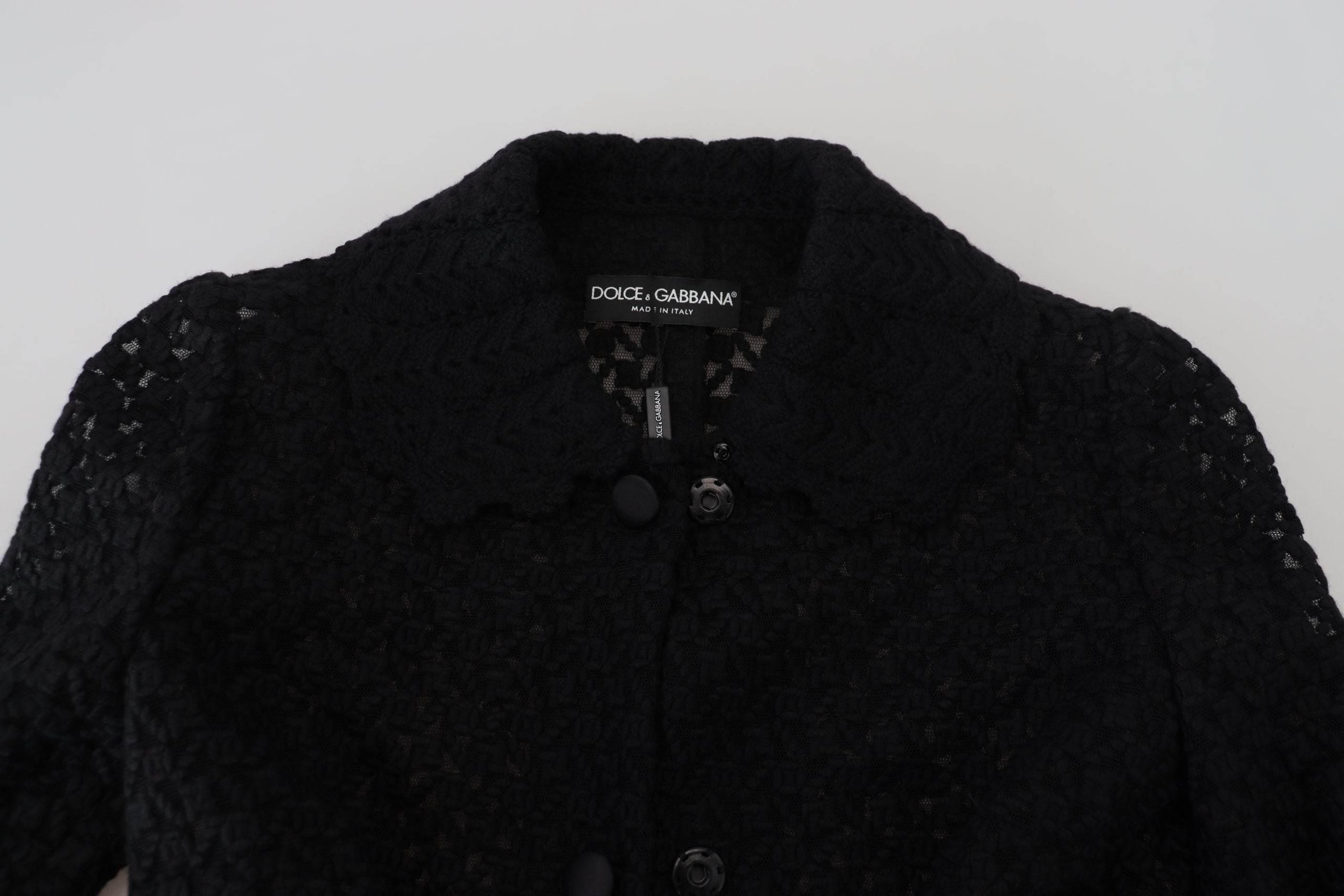 Dolce & Gabbana Black Button Down Long Blazer Cotton Jacket - Hilstor