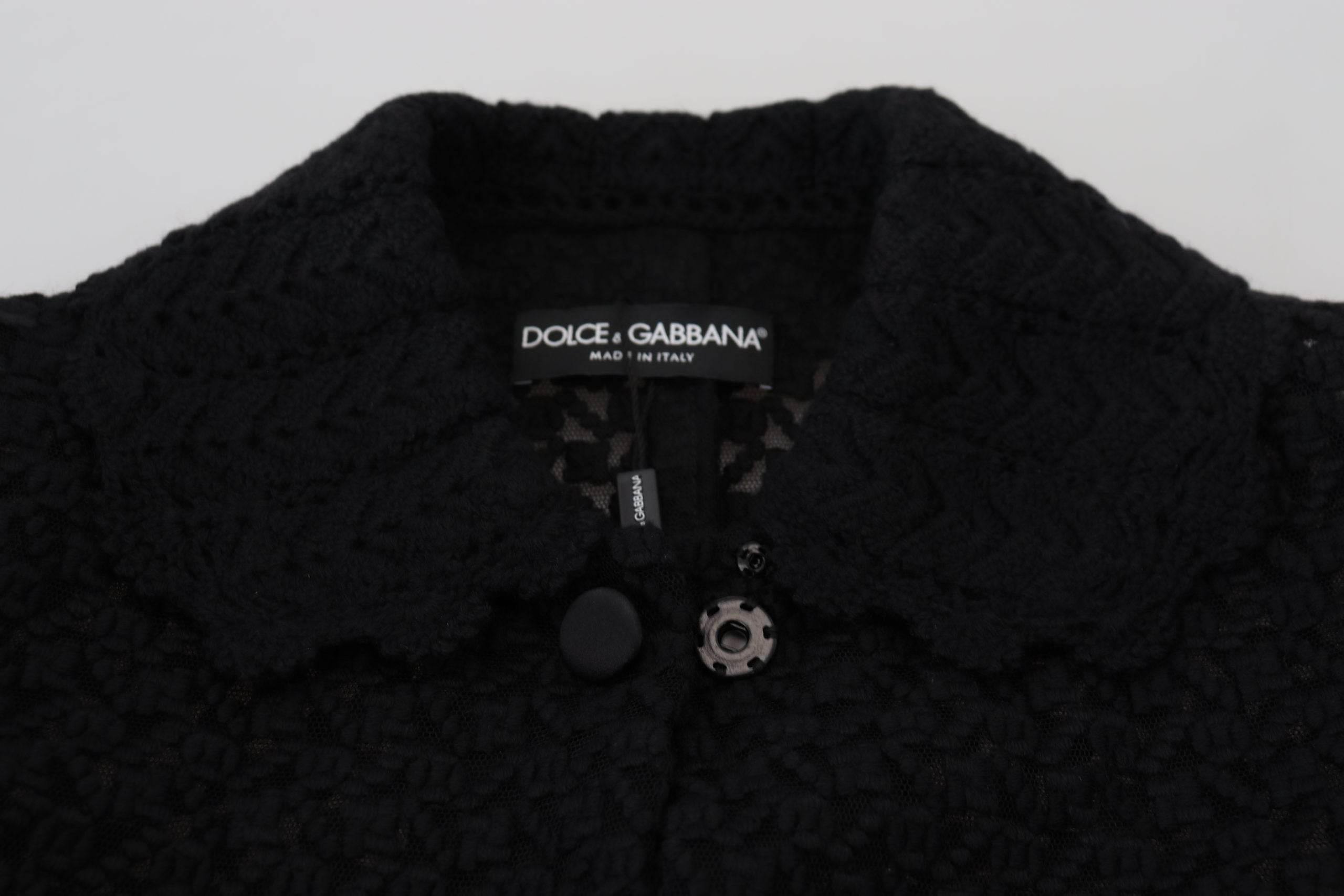 Dolce & Gabbana Black Button Down Long Blazer Cotton Jacket - Hilstor