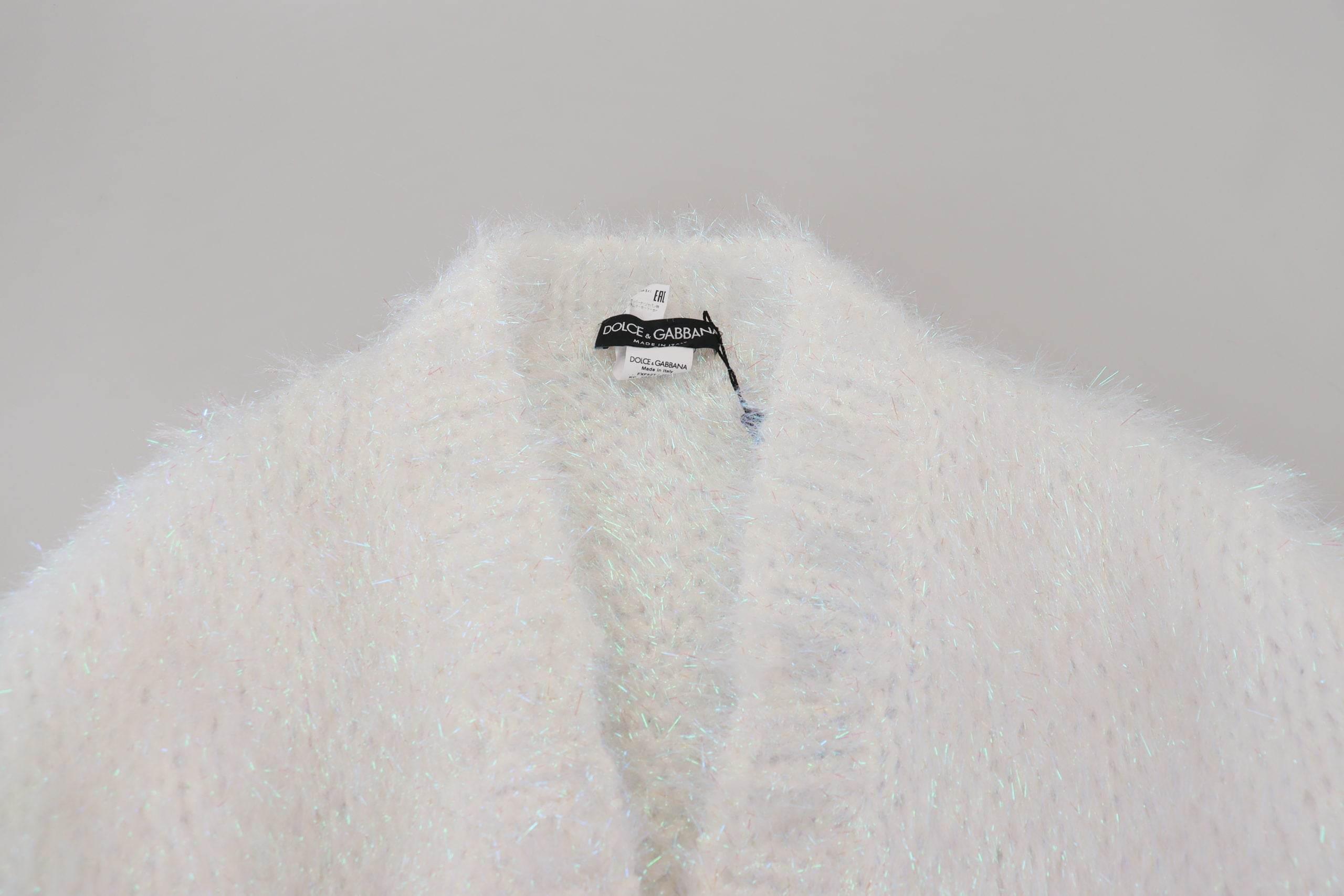 Dolce & Gabbana White Long Sleeves Fringes Cardigan Jacket - Hilstor