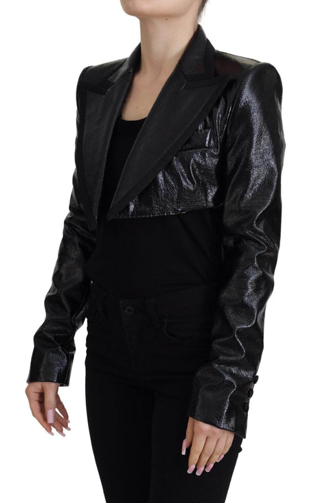 Dolce & Gabbana Black Long Sleeves Crop Blazer Cotton Jacket - Hilstor