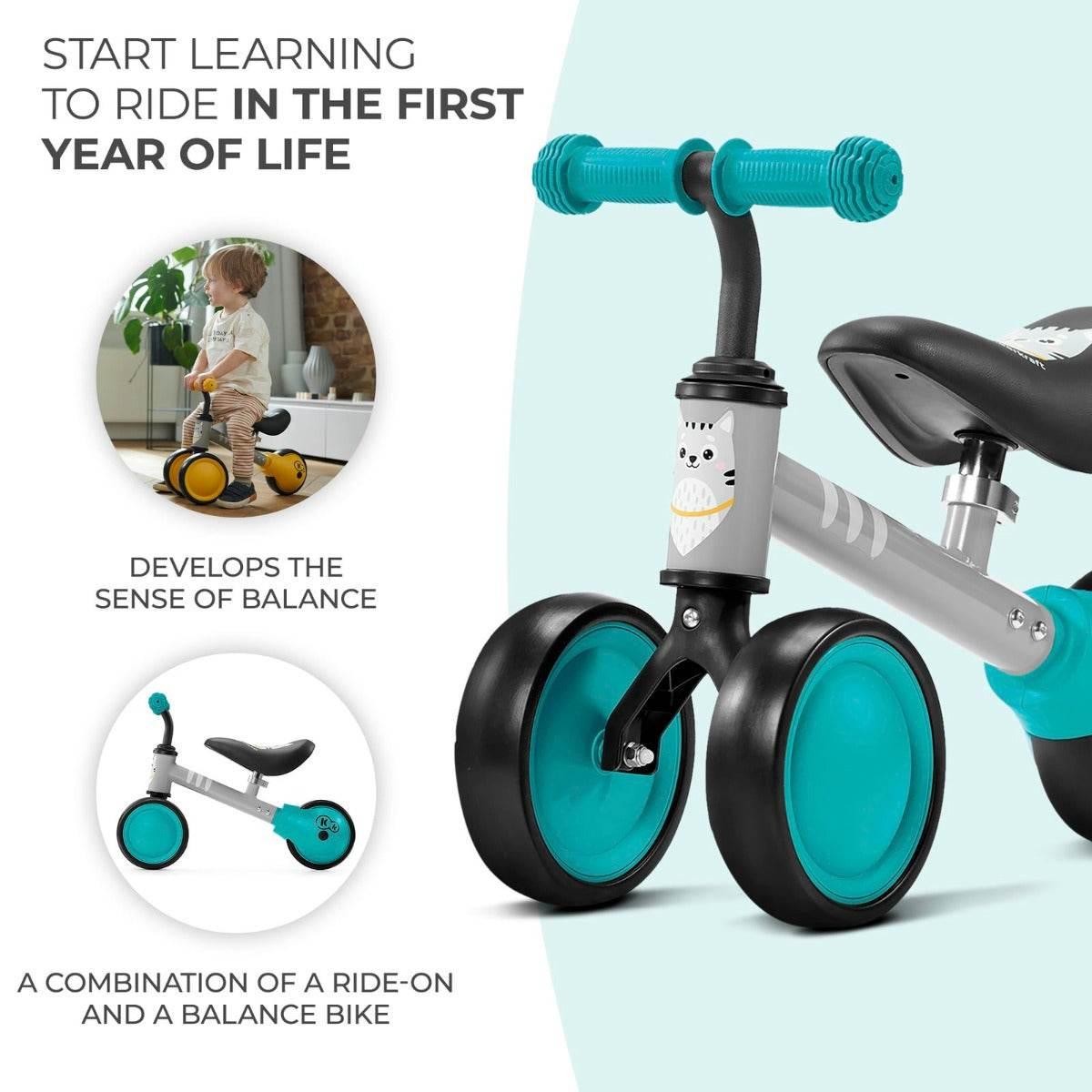 Balance Bike CUTIE – Turquoise | Adjustable First Bike for Toddlers | Lightweight & Safe Design - Hilstor