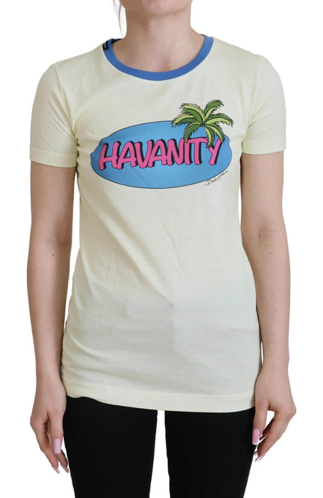 Dolce & Gabbana Yellow Havanity Round Neck Tee Cotton T-shirt - Hilstor