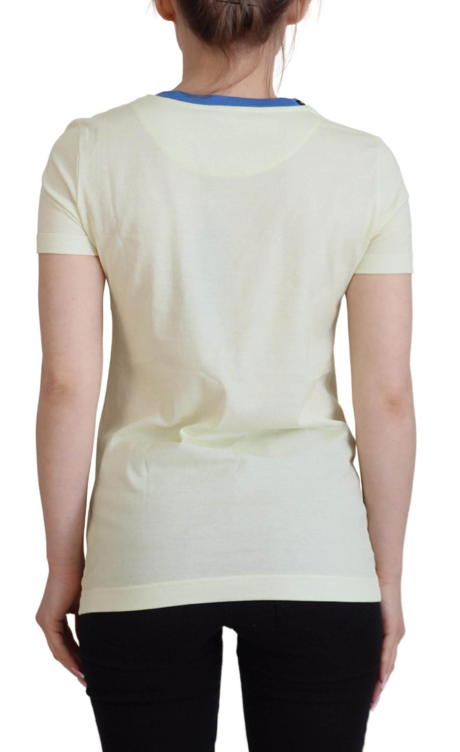 Dolce & Gabbana Yellow Havanity Round Neck Tee Cotton T-shirt - Hilstor