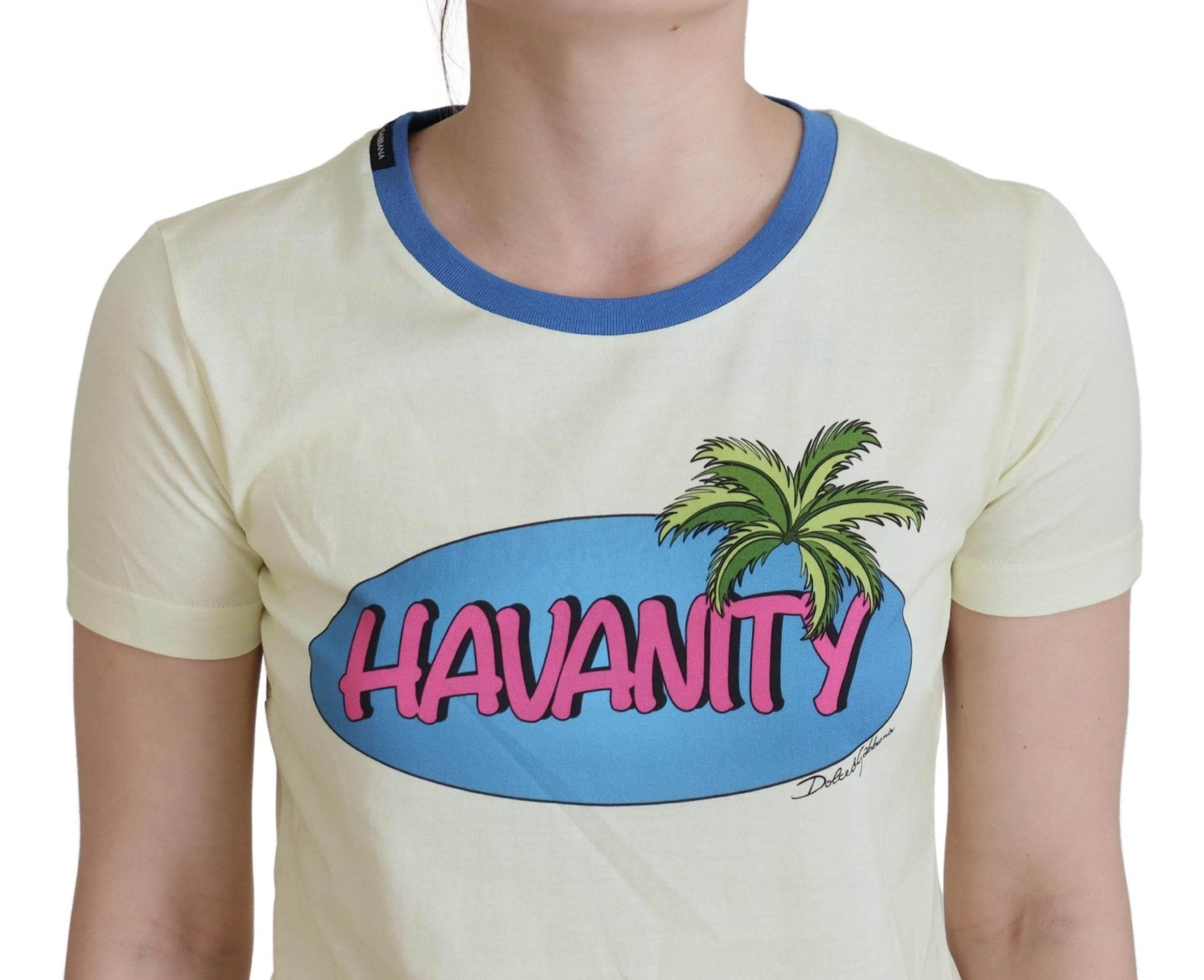Dolce & Gabbana Yellow Havanity Round Neck Tee Cotton T-shirt - Hilstor
