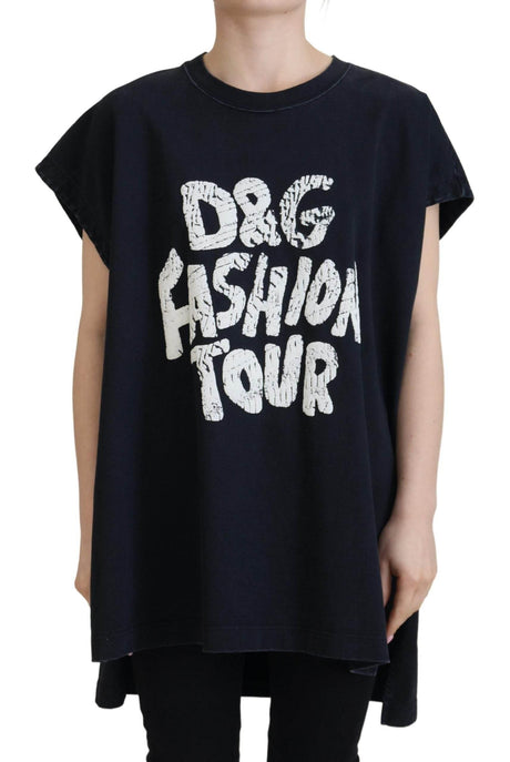 Dolce & Gabbana Black D&G Fashion Round Neck Cotton T-shirt - Hilstor