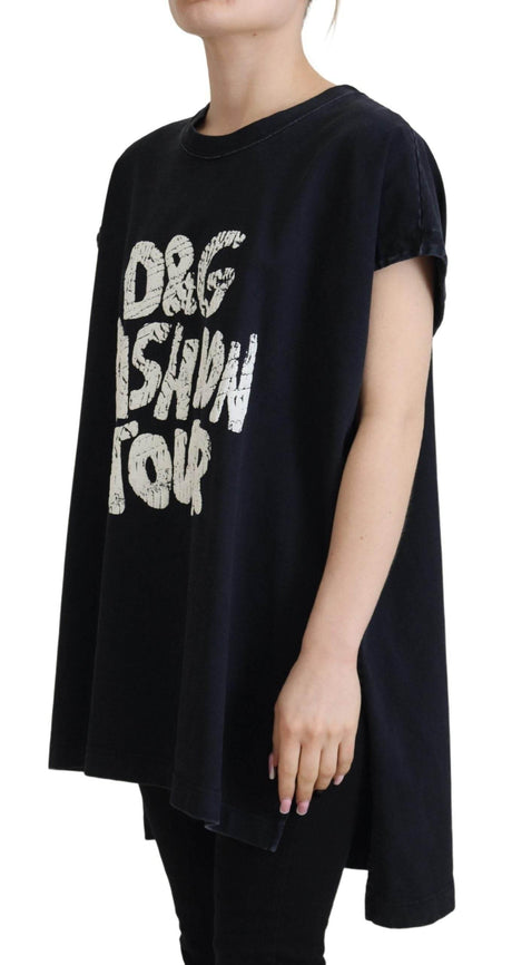 Dolce & Gabbana Black D&G Fashion Round Neck Cotton T-shirt - Hilstor