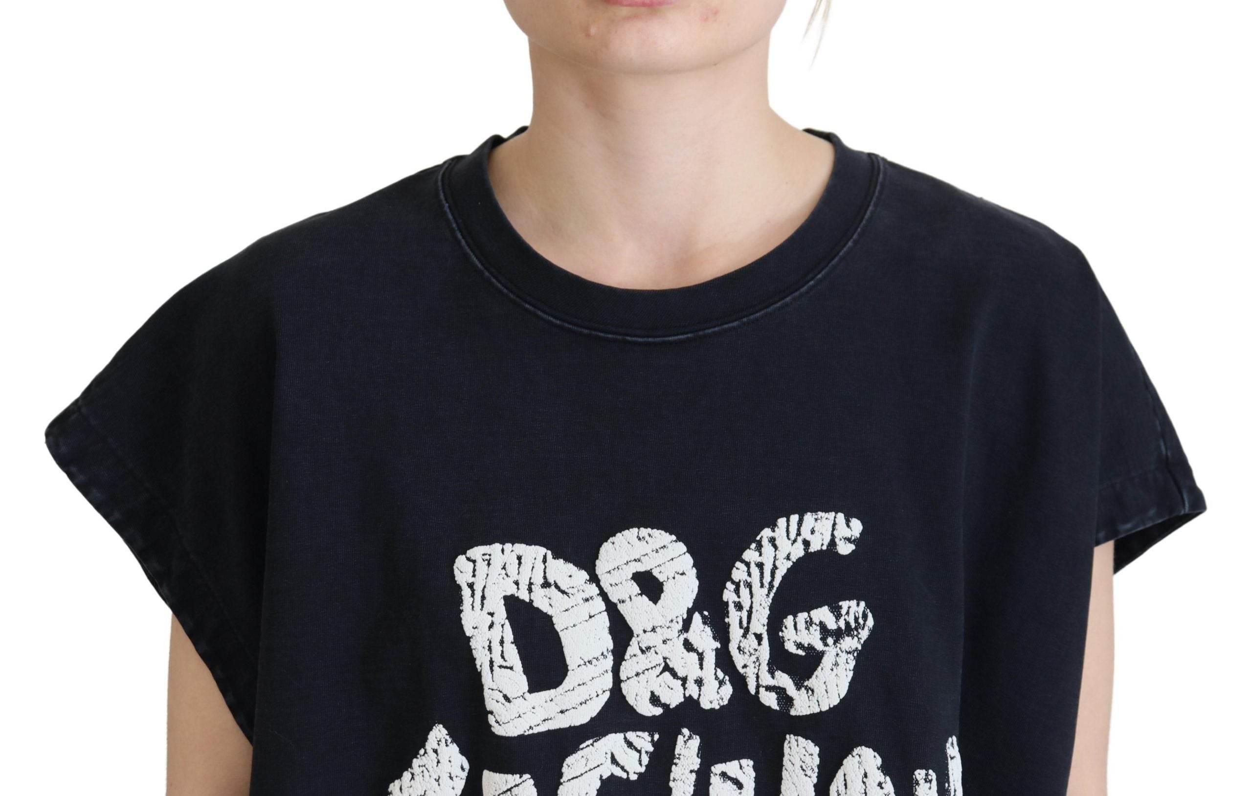 Dolce & Gabbana Black D&G Fashion Round Neck Cotton T-shirt - Hilstor