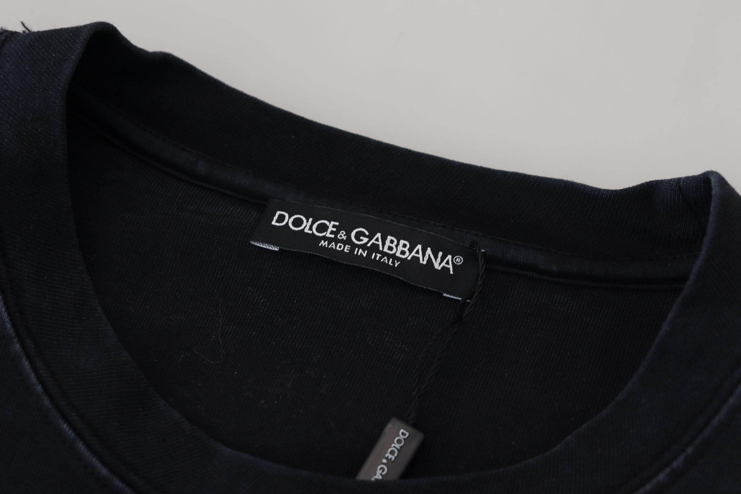 Dolce & Gabbana Black D&G Fashion Round Neck Cotton T-shirt - Hilstor