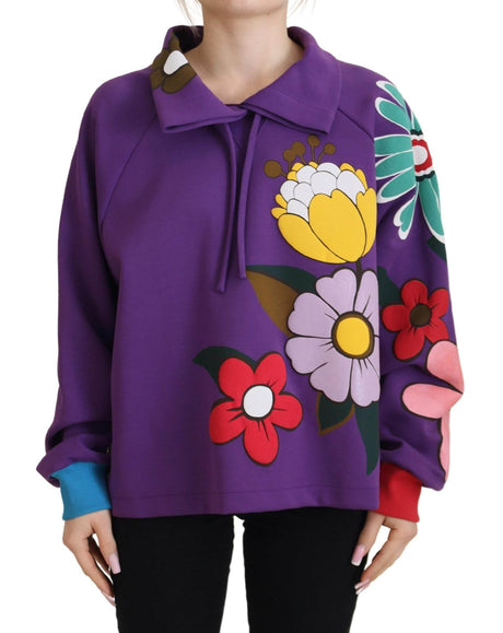 Dolce & Gabbana Elegant Purple Floral Pullover Sweater - Hilstor