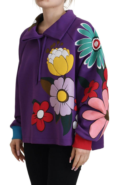 Dolce & Gabbana Elegant Purple Floral Pullover Sweater - Hilstor