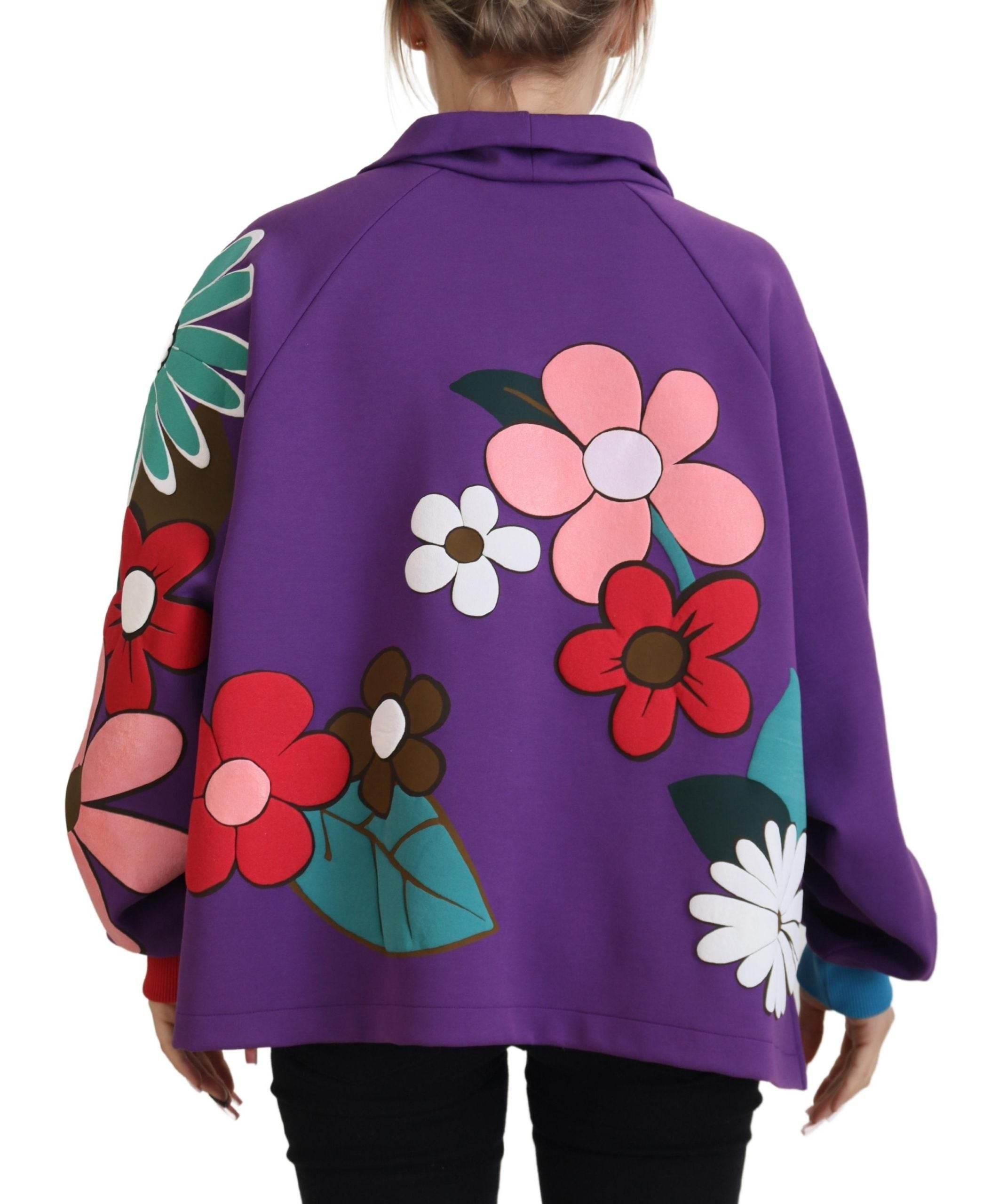 Dolce & Gabbana Elegant Purple Floral Pullover Sweater - Hilstor
