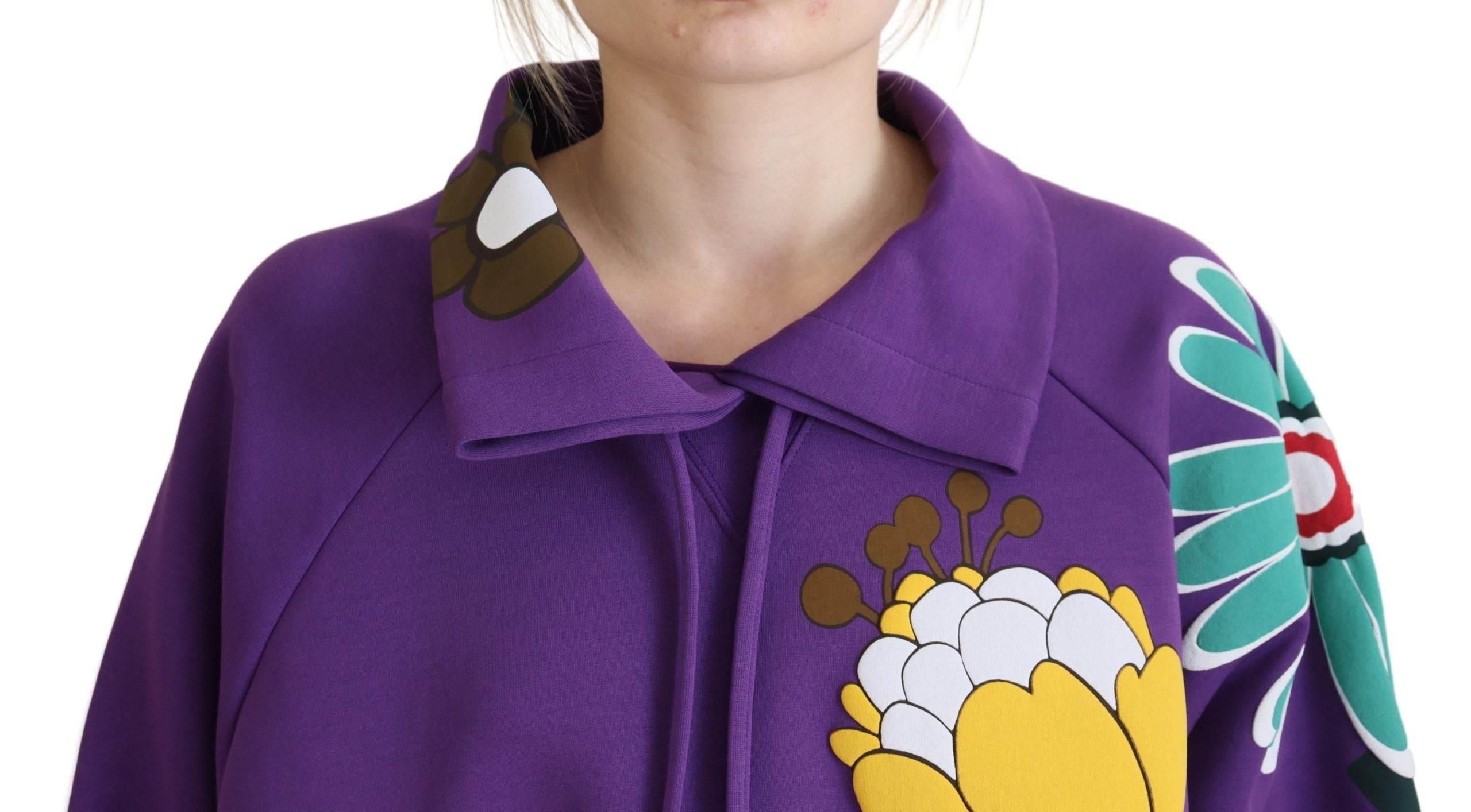 Dolce & Gabbana Elegant Purple Floral Pullover Sweater - Hilstor