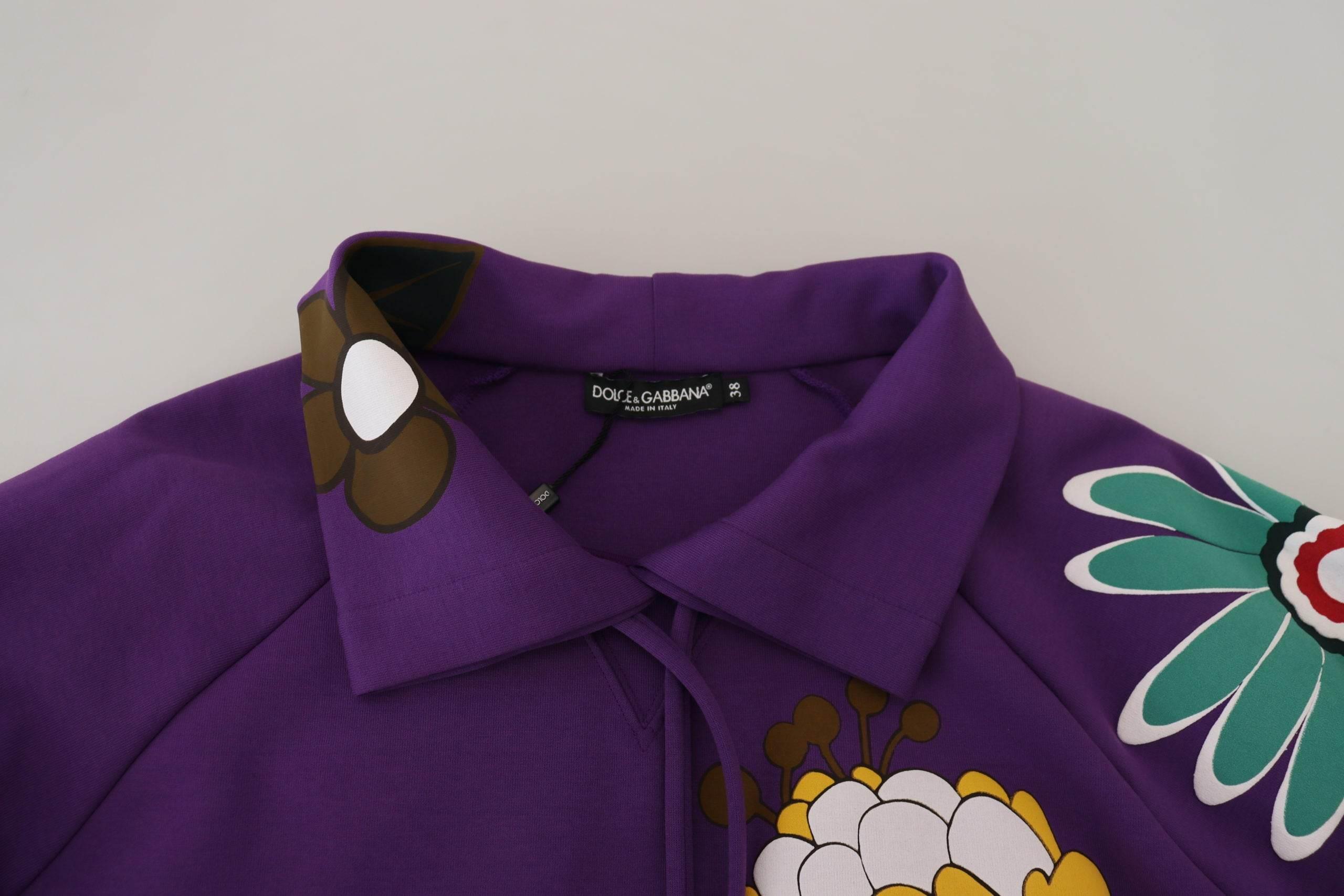 Dolce & Gabbana Elegant Purple Floral Pullover Sweater - Hilstor
