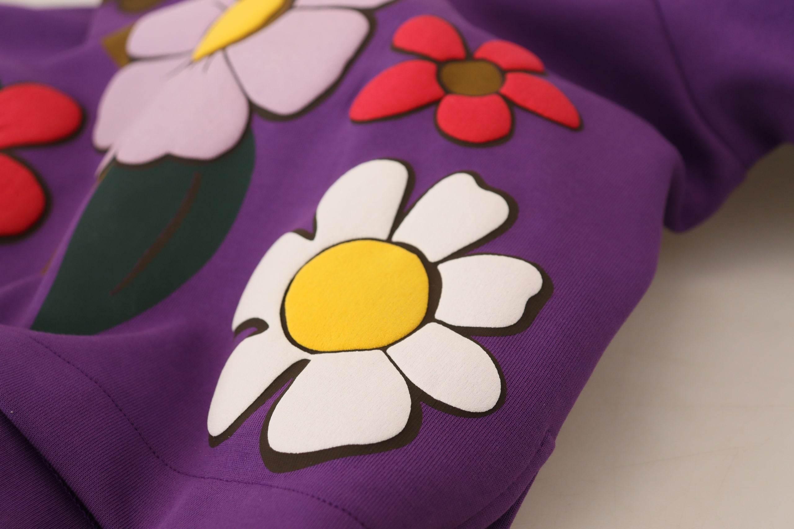 Dolce & Gabbana Elegant Purple Floral Pullover Sweater - Hilstor