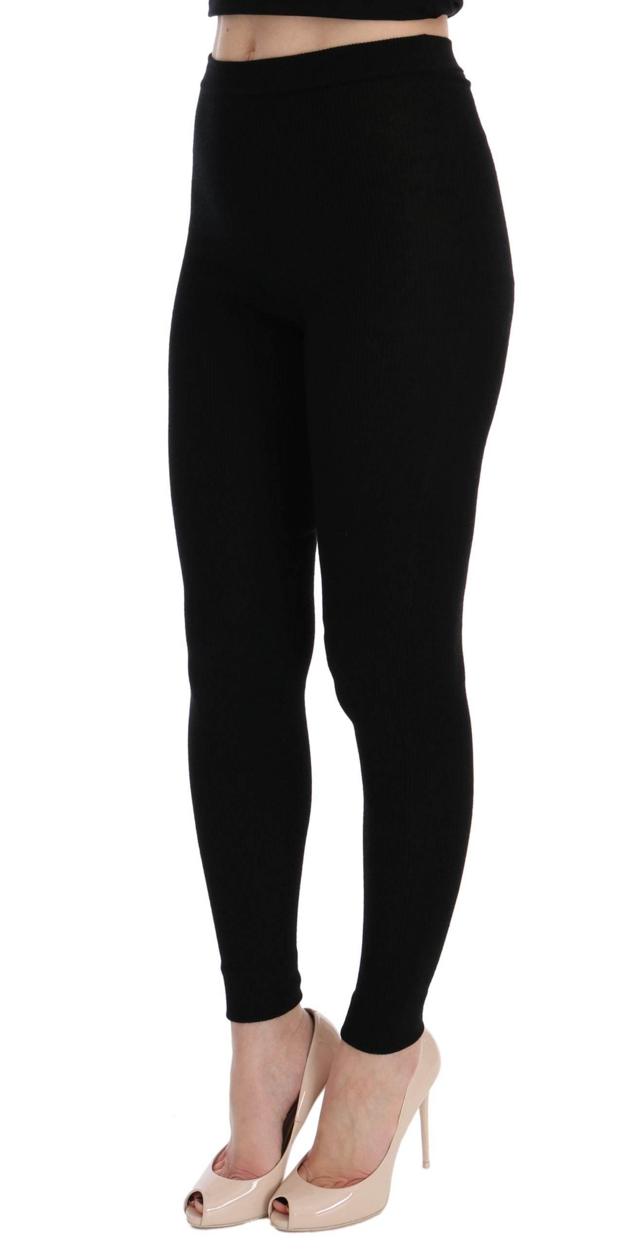 Dolce & Gabbana Black Slim Fit Women Cashmere Pants - Hilstor