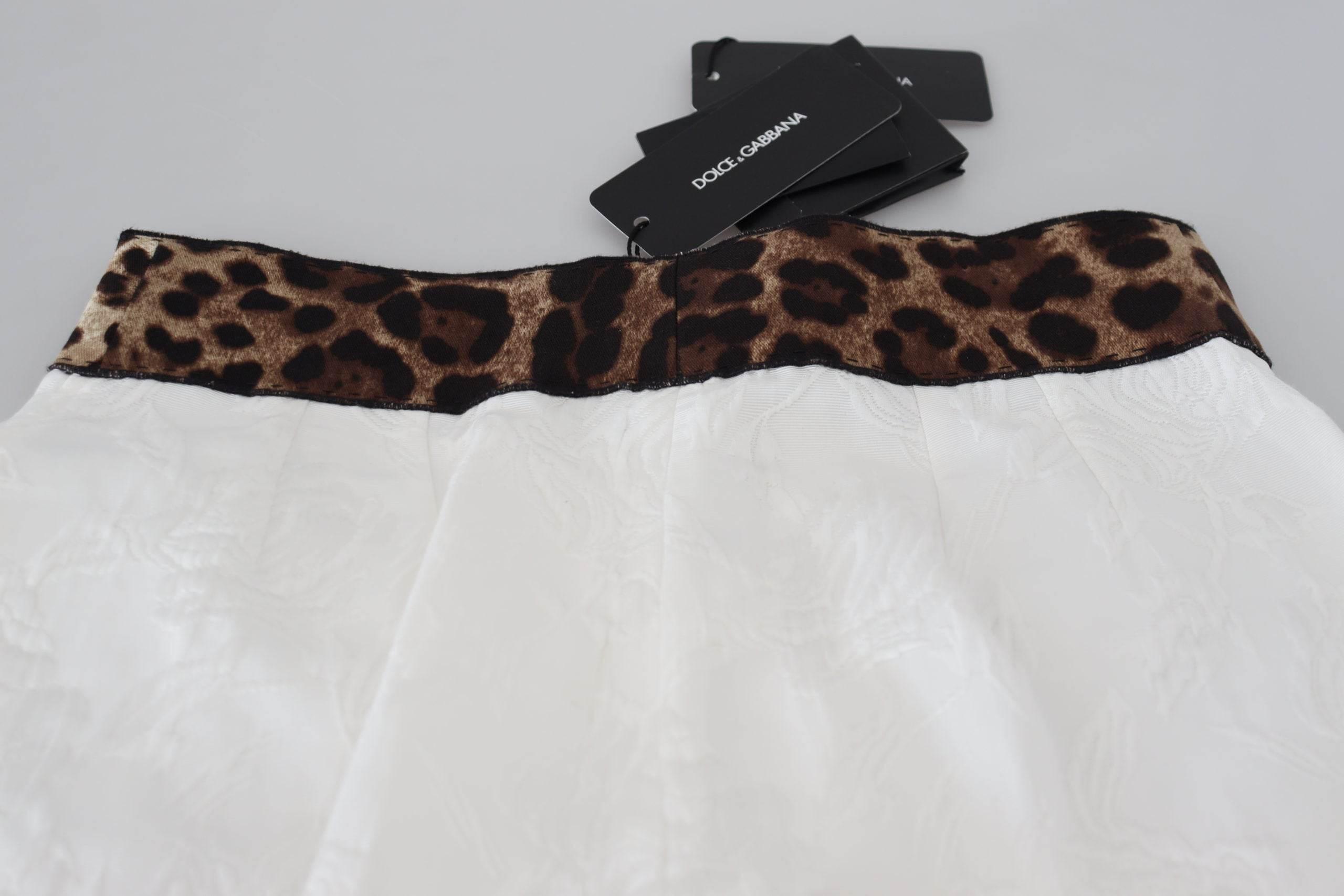 Dolce & Gabbana White Leopard Print High Waist Pants - Hilstor