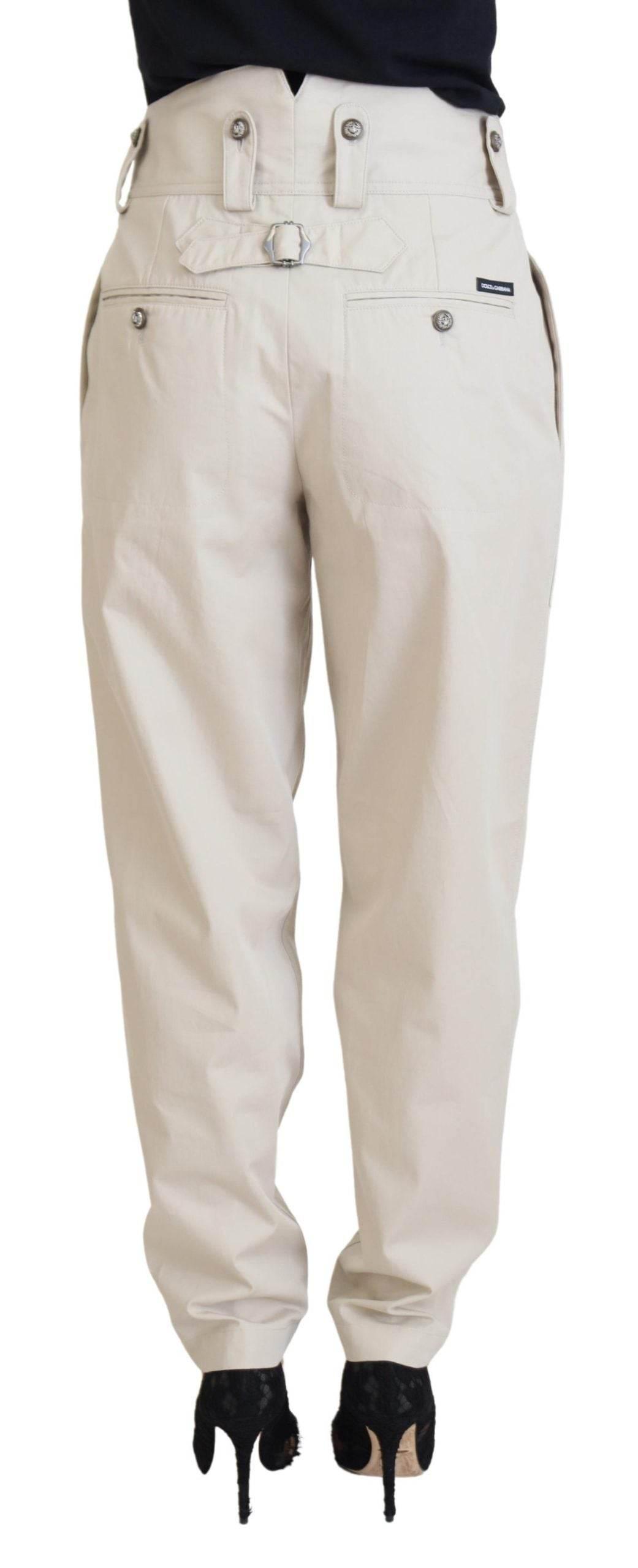 Dolce & Gabbana Beige High Waist Women Pants - Hilstor