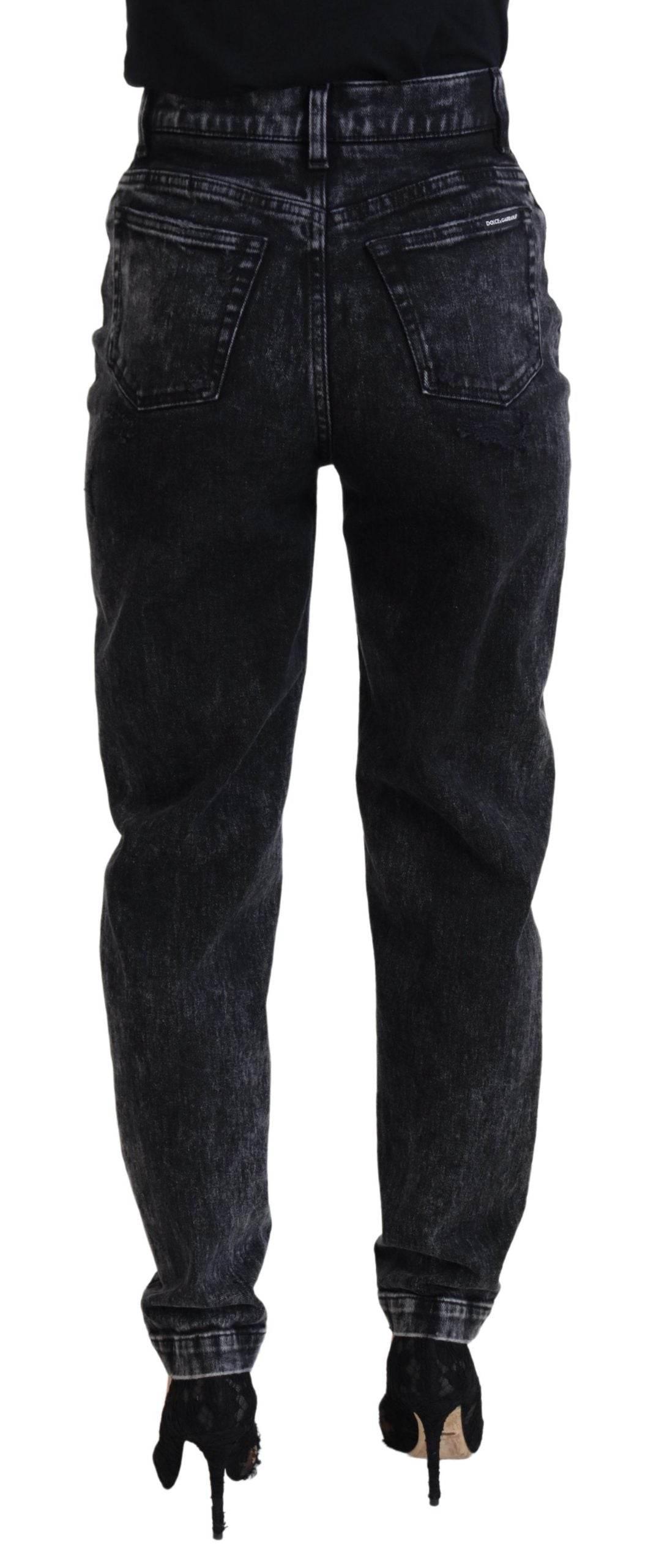 Dolce & Gabbana Black Washed Cotton High Waist Denim Jeans - Hilstor